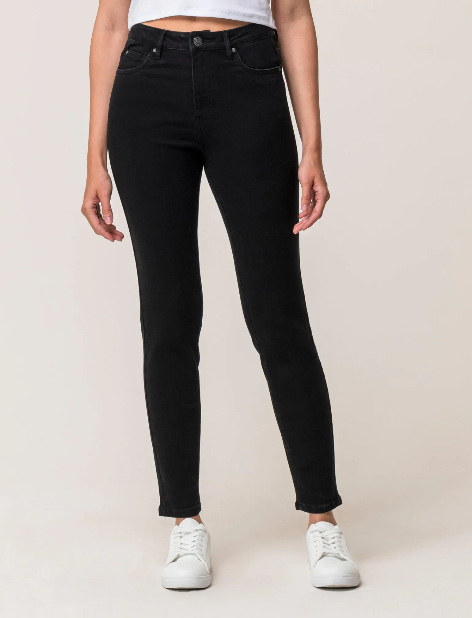 Donna Piazza Italia Donna | Jeans<Jeans basico 5 tasche vita alta vestibilità skinny e chiusura con zip e bottone -