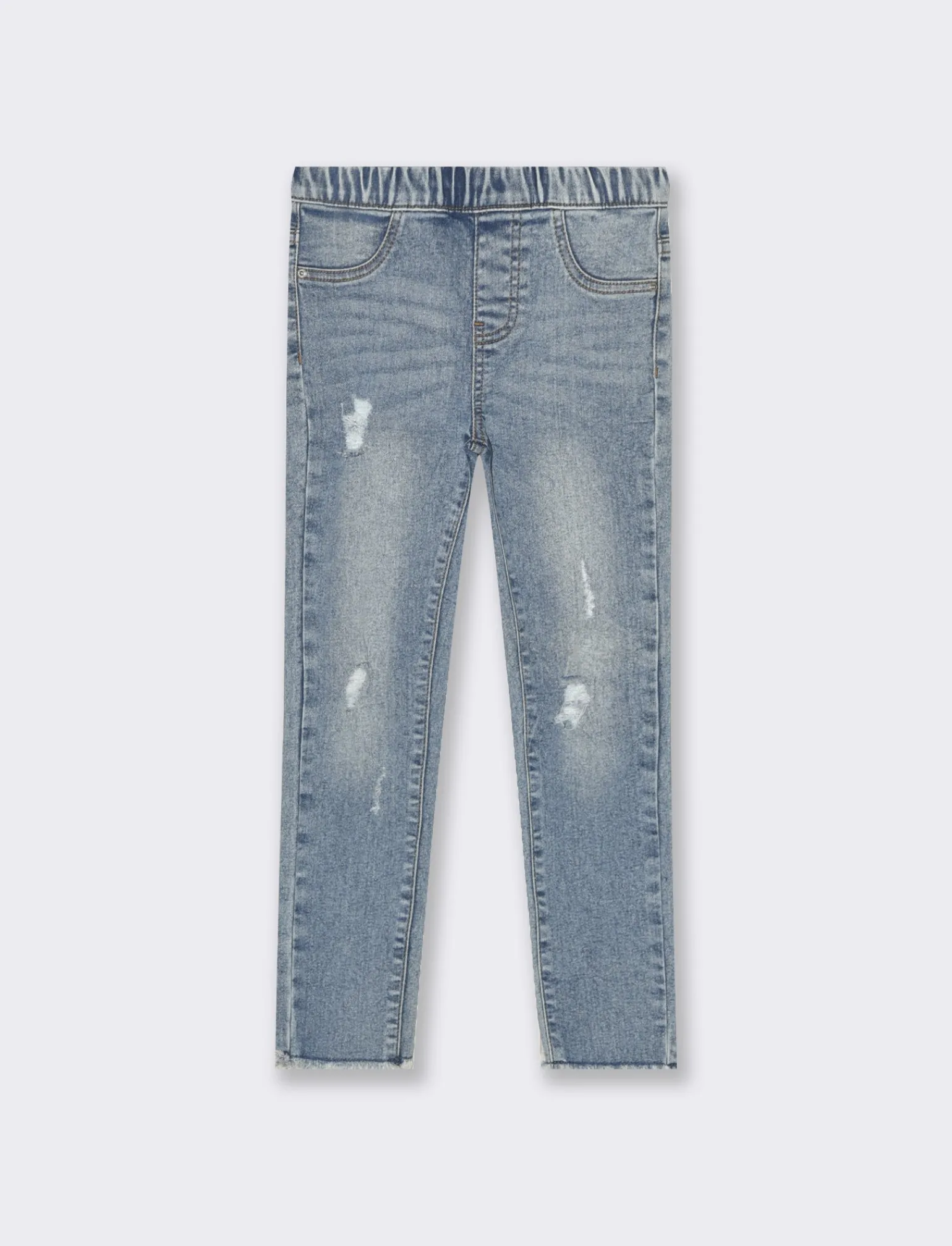 Piazza Italia Bambina | Jeans<Jeggings stretch effetto denim con vita elasticizzata e chiusura e tasche trompe l'oeil - Denim chiaro