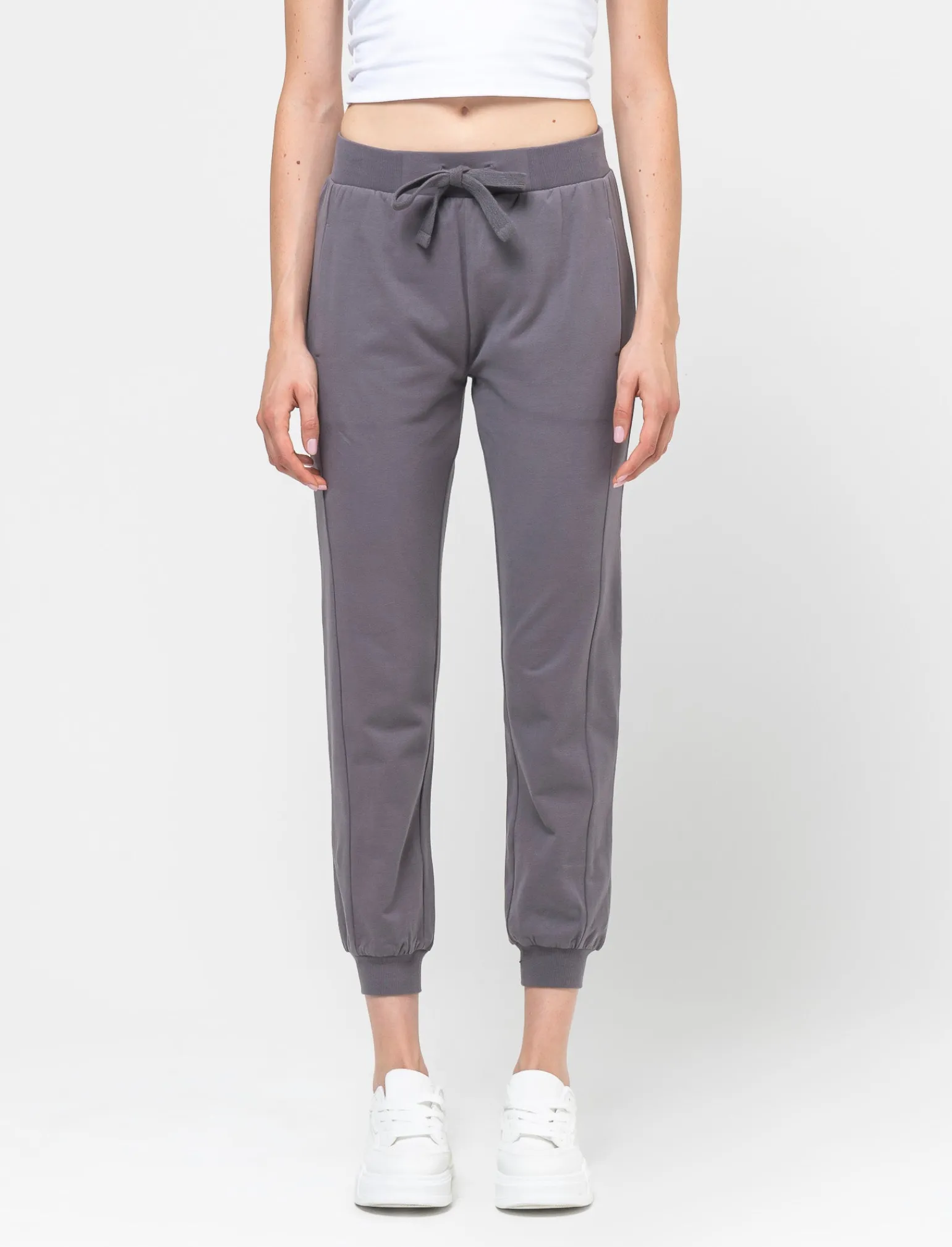 Donna Piazza Italia Pantaloni<Jogger a vita alta elastica con coulisse ed elastici alle caviglie - piombo