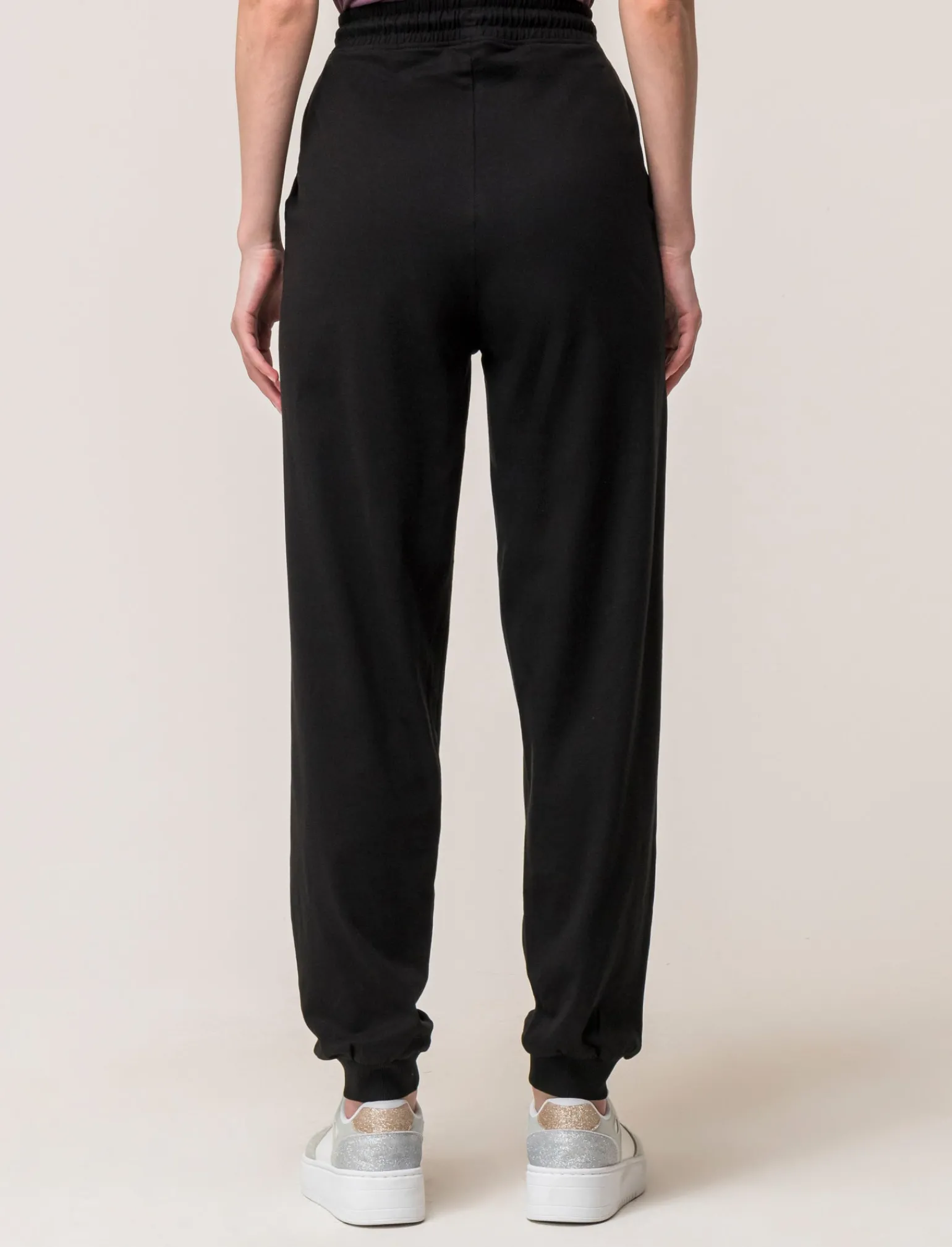 Donna Piazza Italia Donna | Pantaloni<Jogger in cotone, con coulisse, fondo in tessuto elastico a costina -