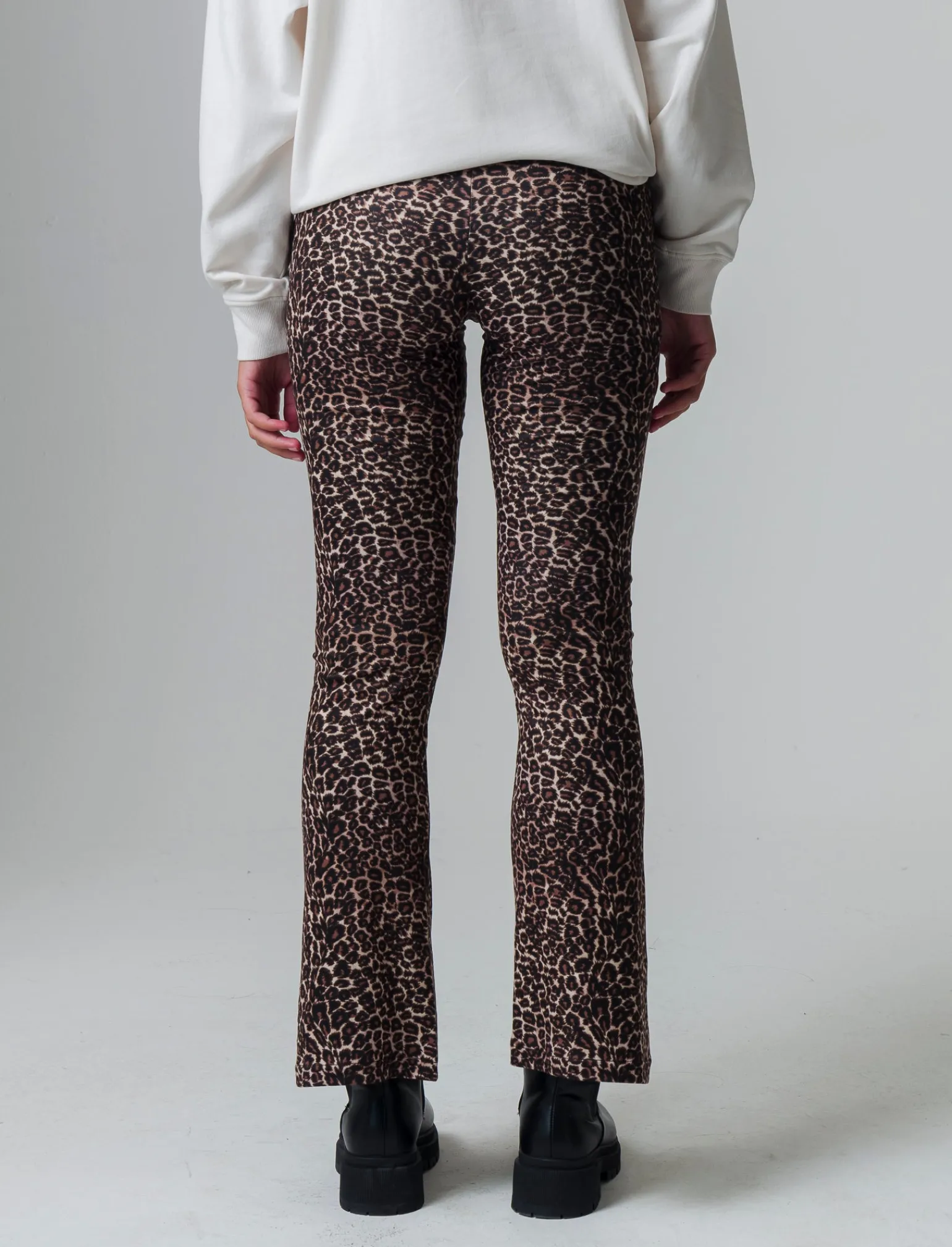 Donna Piazza Italia Donna | Pantaloni<Legging fantasia in punto milano modello flare con zip sul fianco - var 1