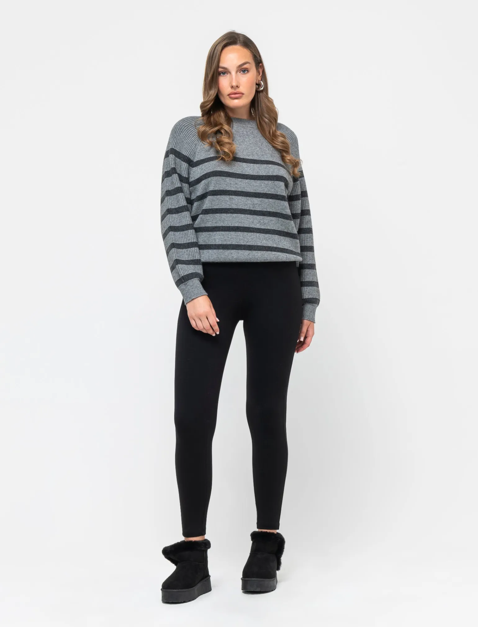 Donna Piazza Italia Donna | Pantaloni<Leggings a vita in punto milano con elastico lavorato -