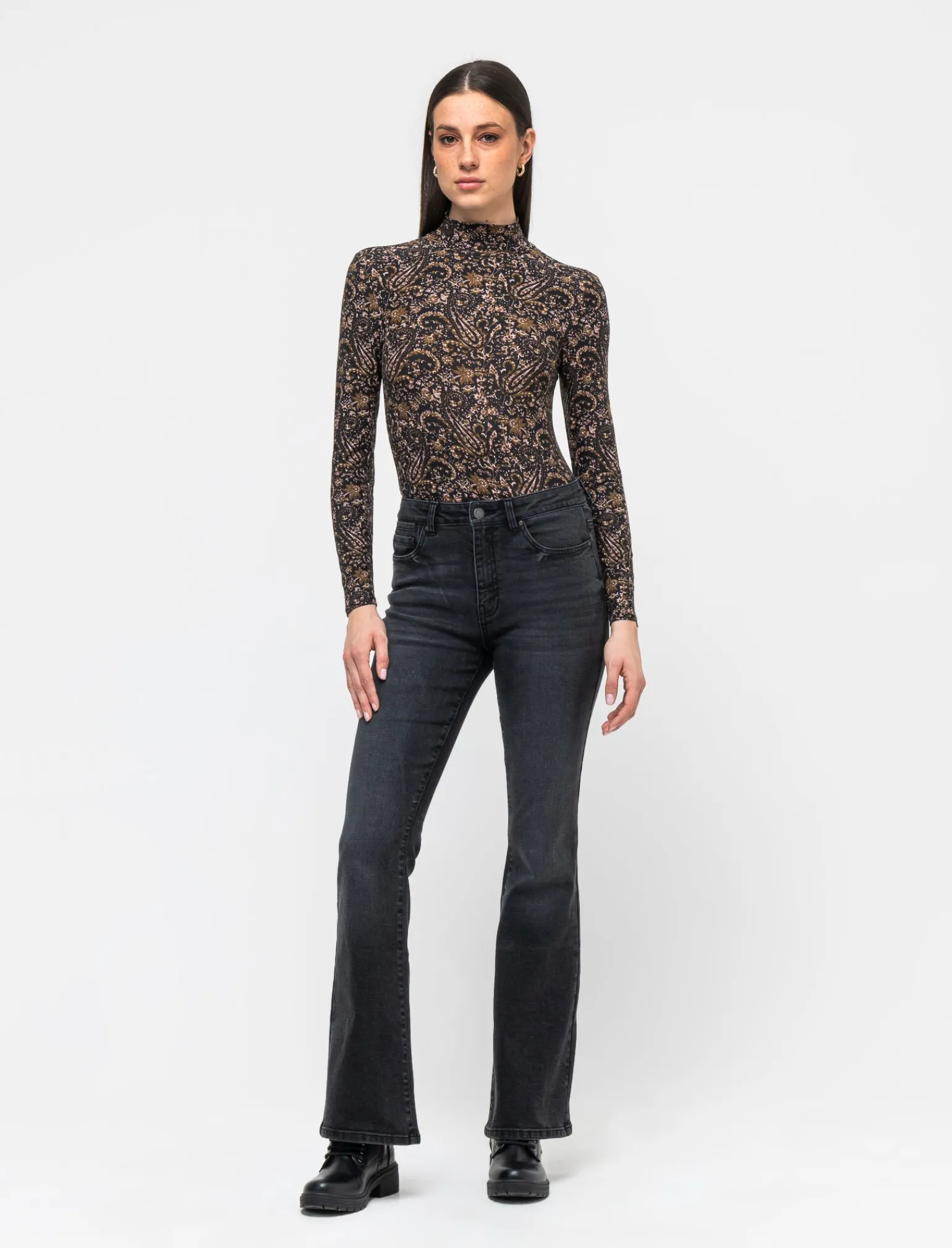 Donna Piazza Italia Donna | Maglieria<Maglia a collo alto fantasia con maniche lunghe vestibilità slim - var 2