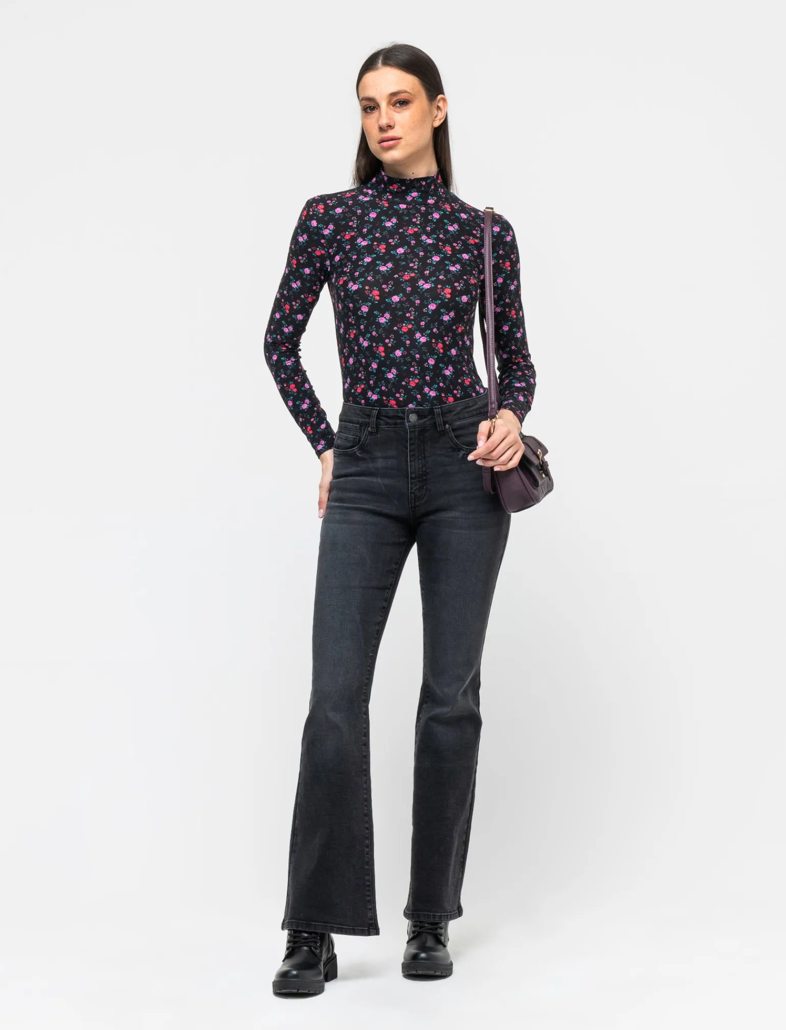 Donna Piazza Italia Donna | Maglieria<Maglia a collo alto fantasia con maniche lunghe vestibilità slim - var 1