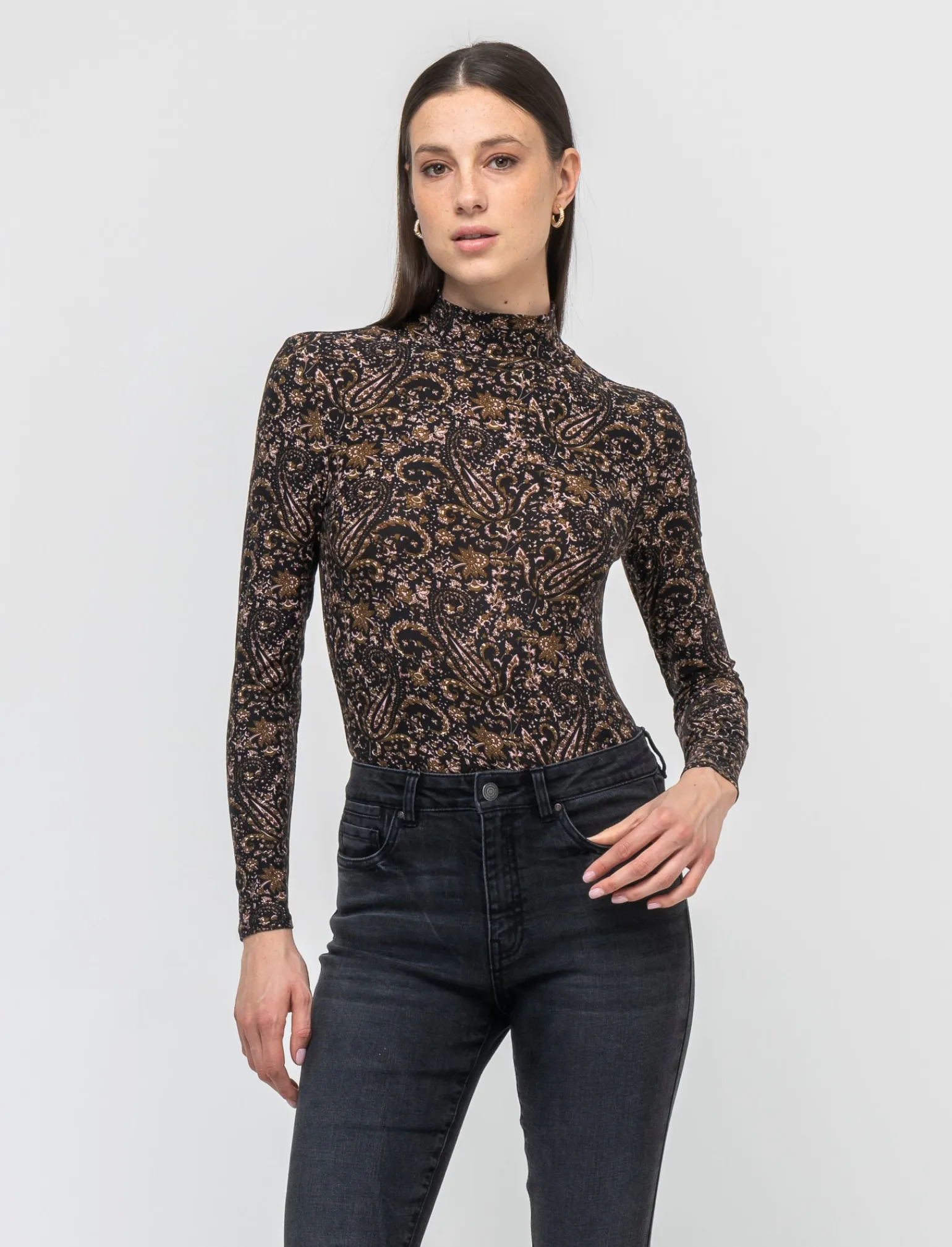 Donna Piazza Italia Donna | Maglieria<Maglia a collo alto fantasia con maniche lunghe vestibilità slim - var 2