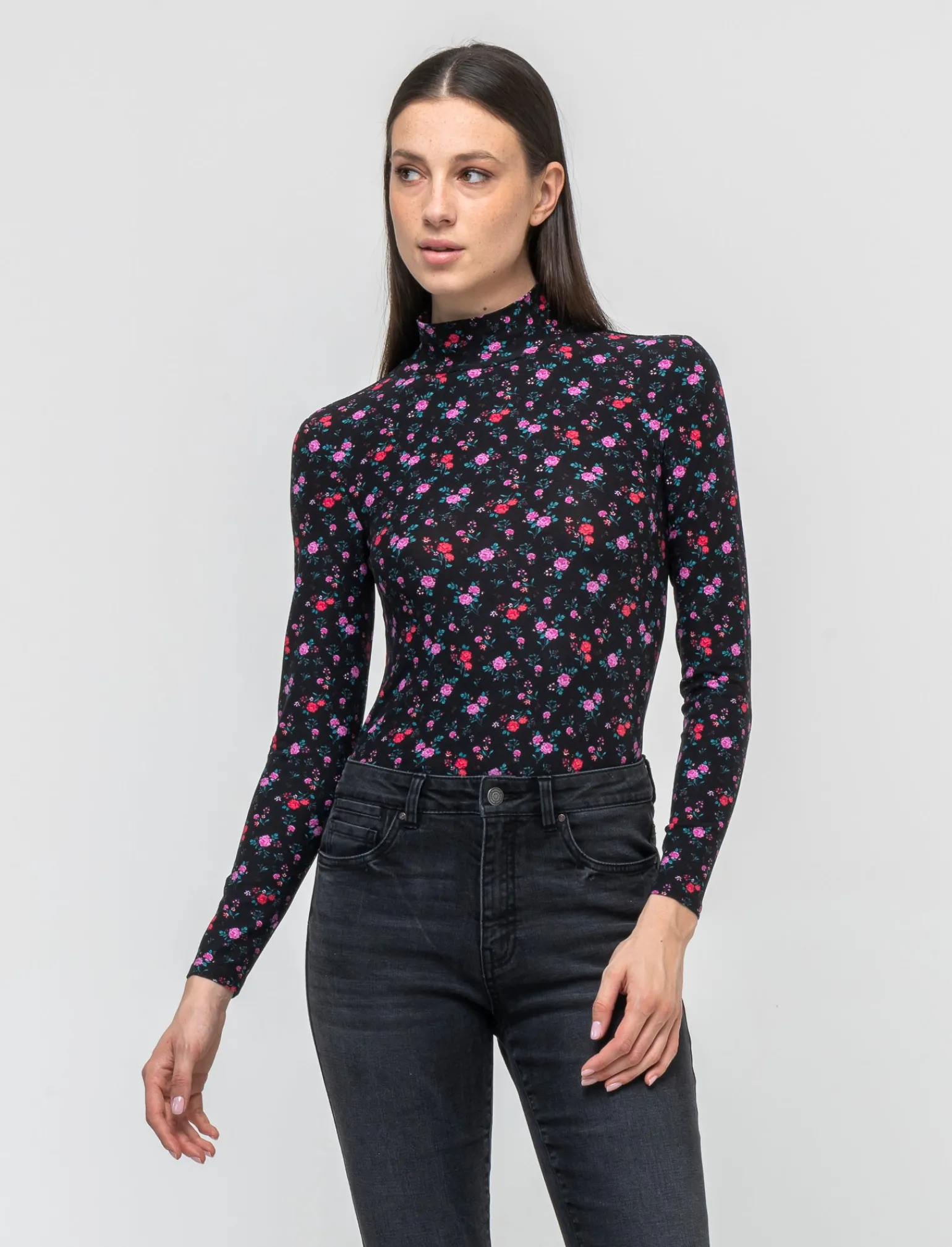 Donna Piazza Italia Donna | Maglieria<Maglia a collo alto fantasia con maniche lunghe vestibilità slim - var 1