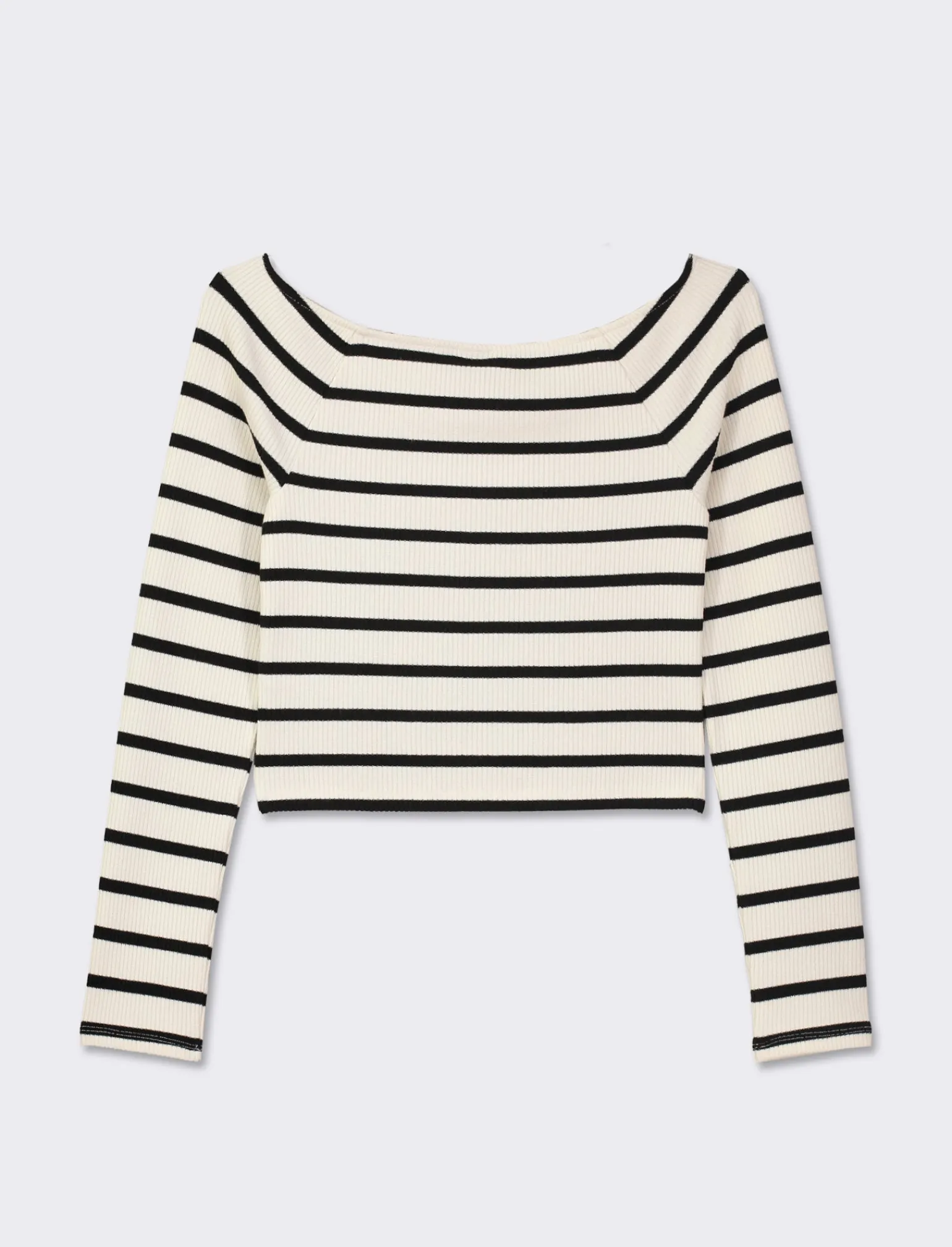 Donna Piazza Italia Donna<Maglia a coste,manica lunga, scollo schiffer a righe con vestibilità cropped slim - var 2