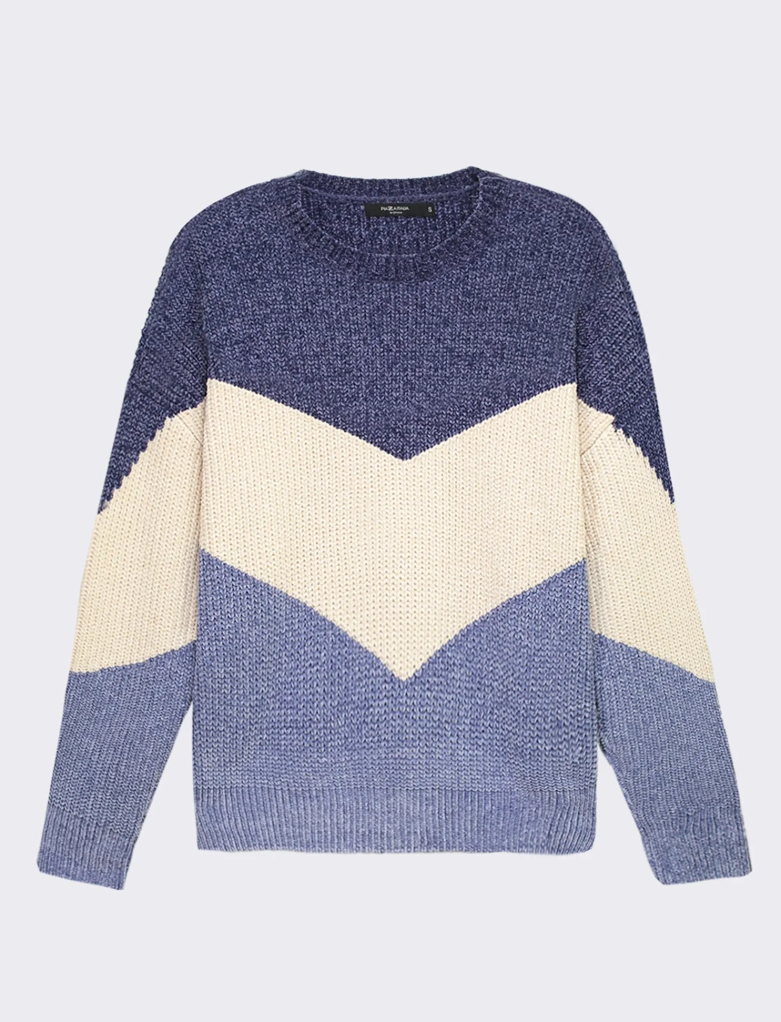 Donna Piazza Italia Maglieria<Maglia a girocollo in ciniglia con manica a T e lavorazione a righe larghe - var 3