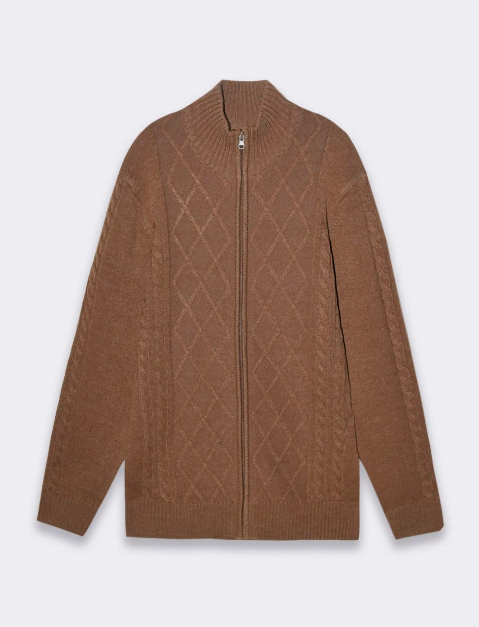 Uomo Piazza Italia Maglieria<Maglia cardigan lavorazione jacquard regular fit - fango