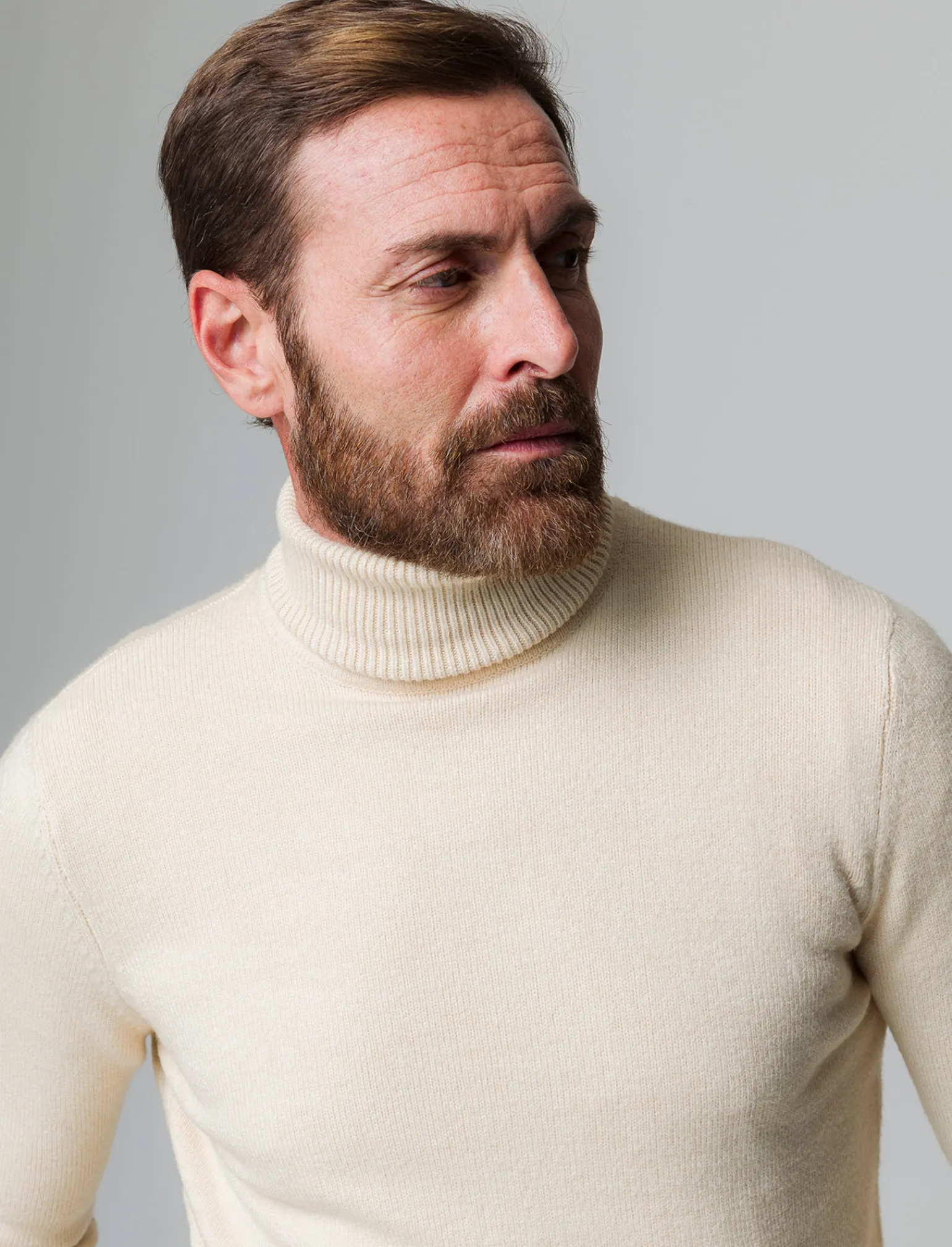 Uomo Piazza Italia Maglieria<Maglia collo alto lavorazione rasata, filato premium regular fit - ecru