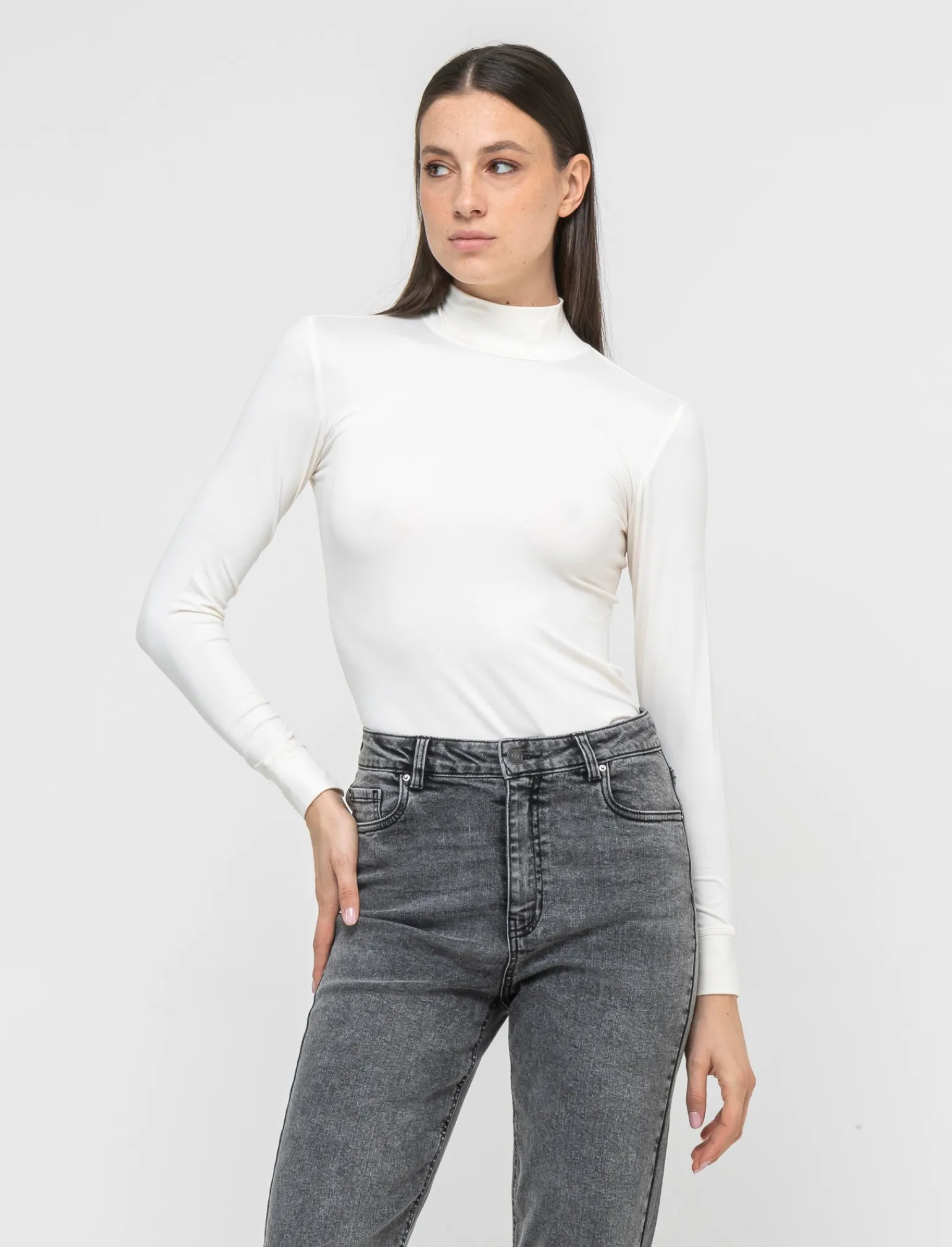 Donna Piazza Italia Donna | Maglieria<Maglia collo alto manica lunga vestibilità slim - Avorio