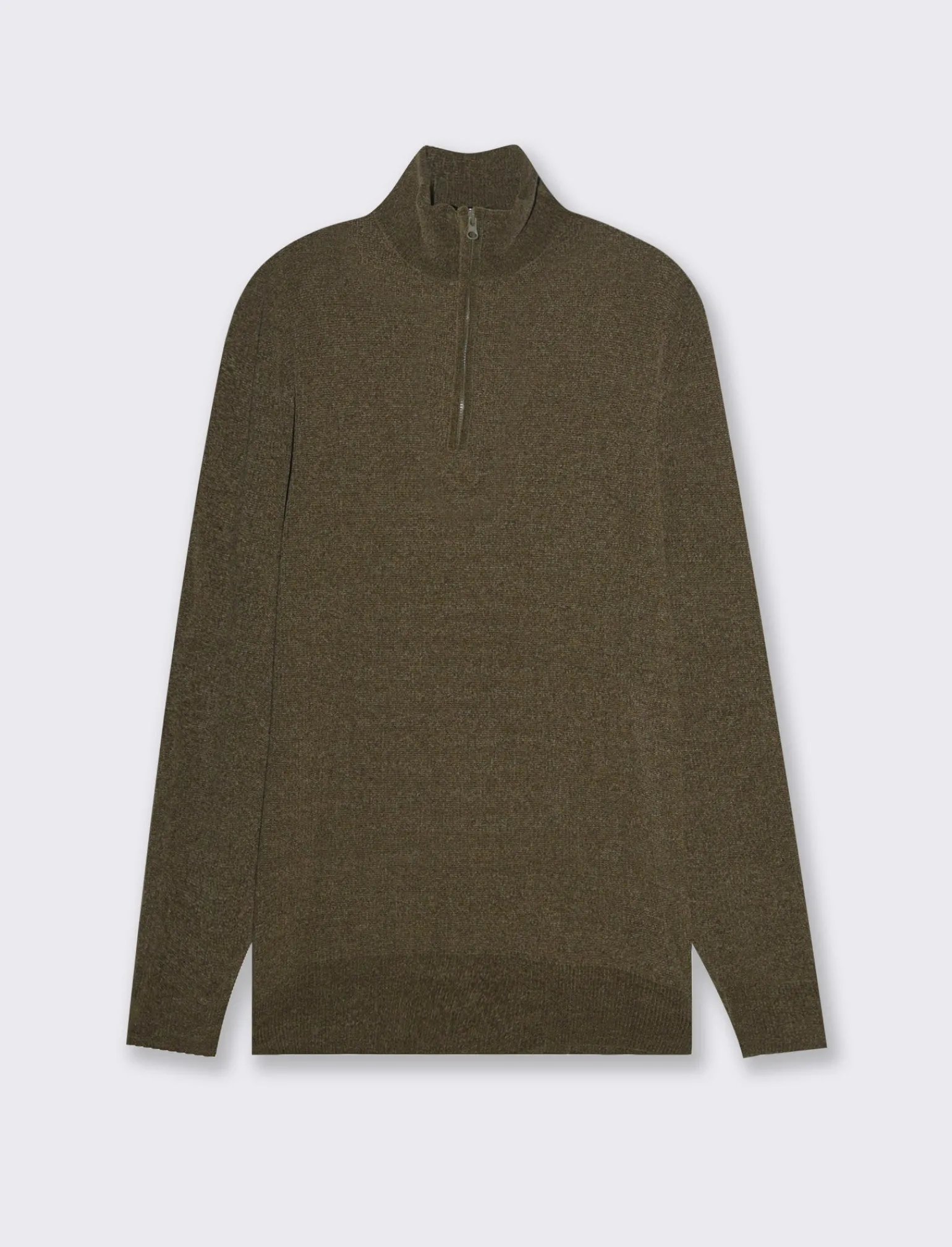 Uomo Piazza Italia Maglieria<Maglia collo alto zip in ciniglia a coste regular fit - kaki