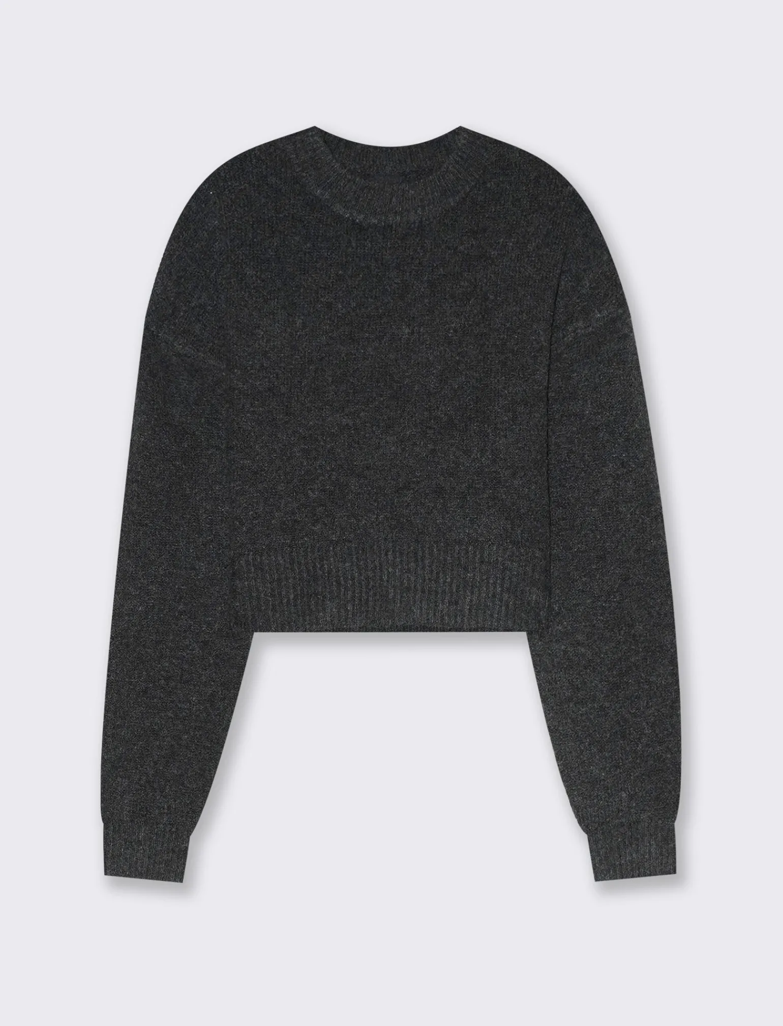 Donna Piazza Italia Maglieria<Maglia crop manica lunga giro collo con spalla a T - Antracite melange