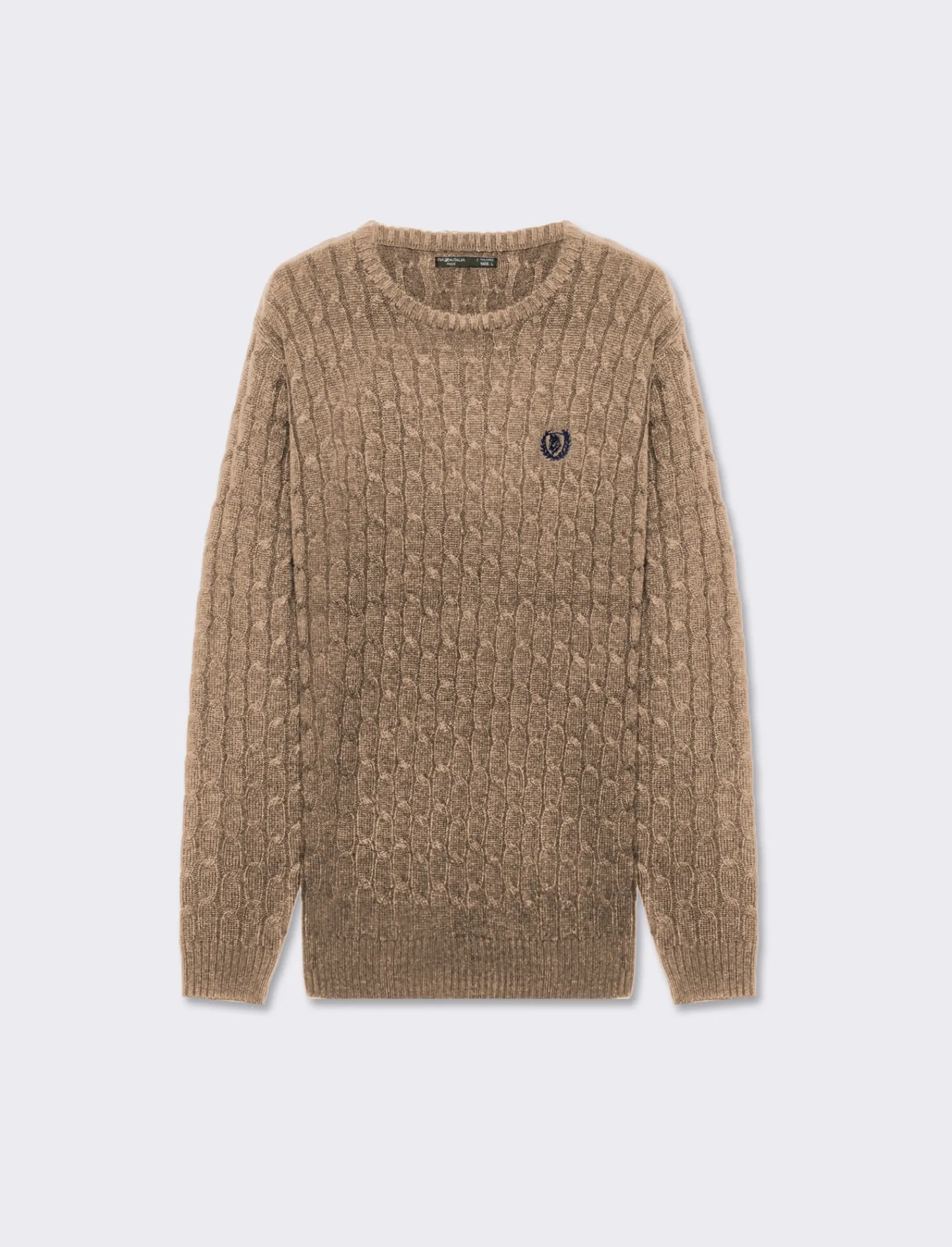 Uomo Piazza Italia Maglieria<Maglia dolcevita lavorazione a trecce con ricamo sul petto, regular fit - tortora
