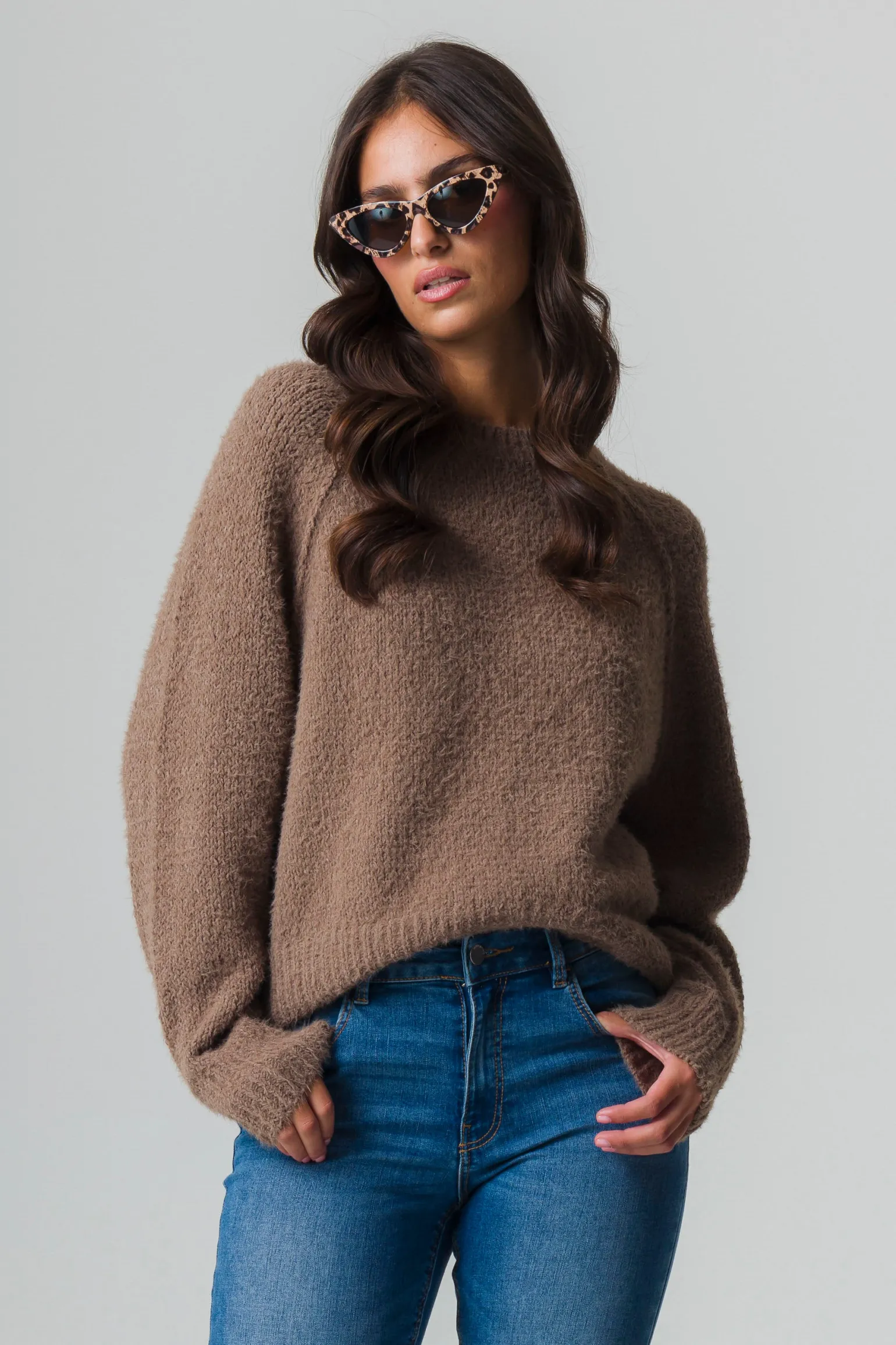 Donna Piazza Italia Donna | Maglieria<Maglia girocollo con manica raglan fondo e polsini a costa elastica - tortora