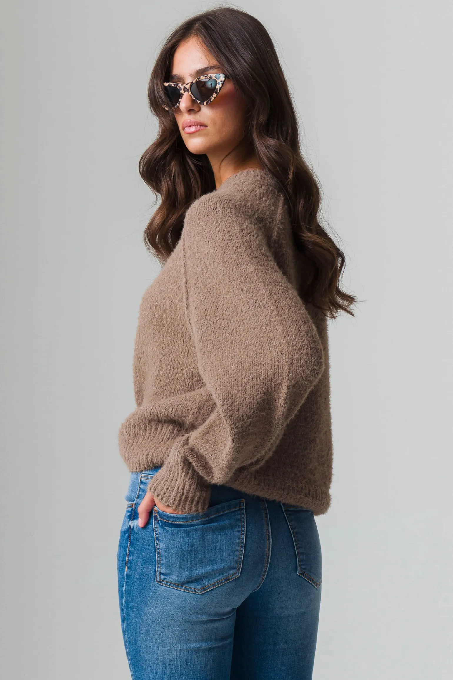 Donna Piazza Italia Donna | Maglieria<Maglia girocollo con manica raglan fondo e polsini a costa elastica - tortora