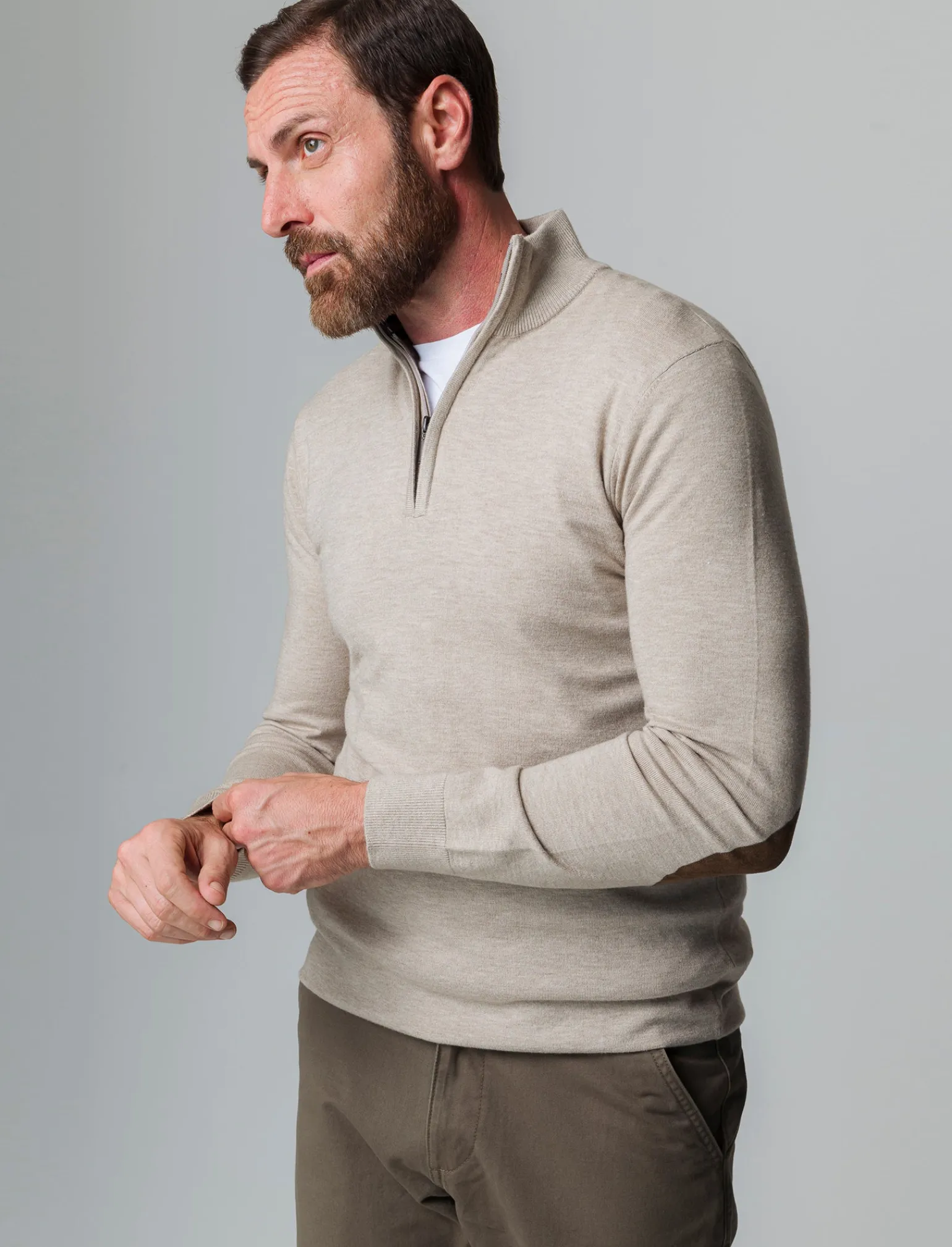 Uomo Piazza Italia Maglieria<Maglia girocollo filato premium regular fit con toppe effetto suede -