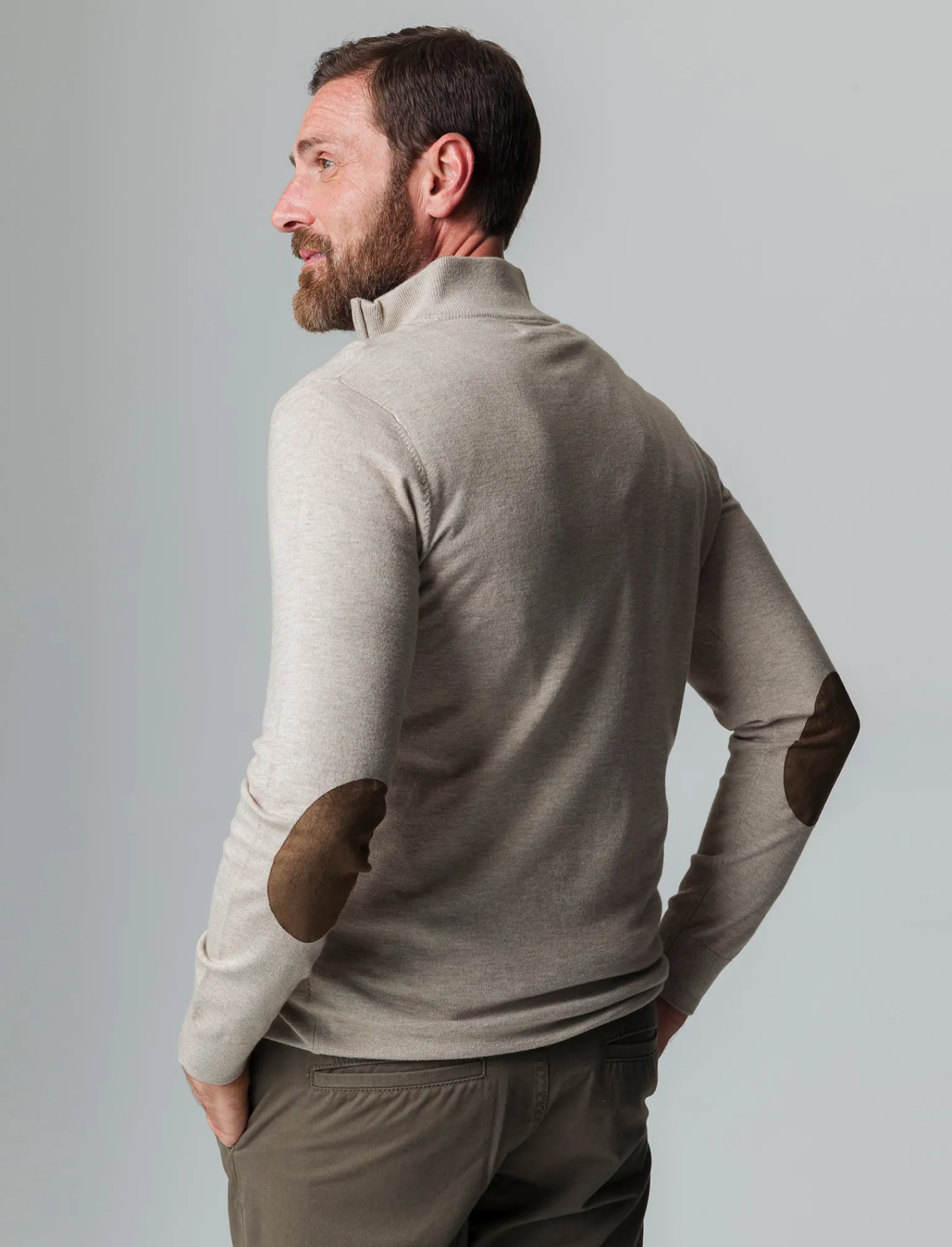 Uomo Piazza Italia Maglieria<Maglia girocollo filato premium regular fit con toppe effetto suede -