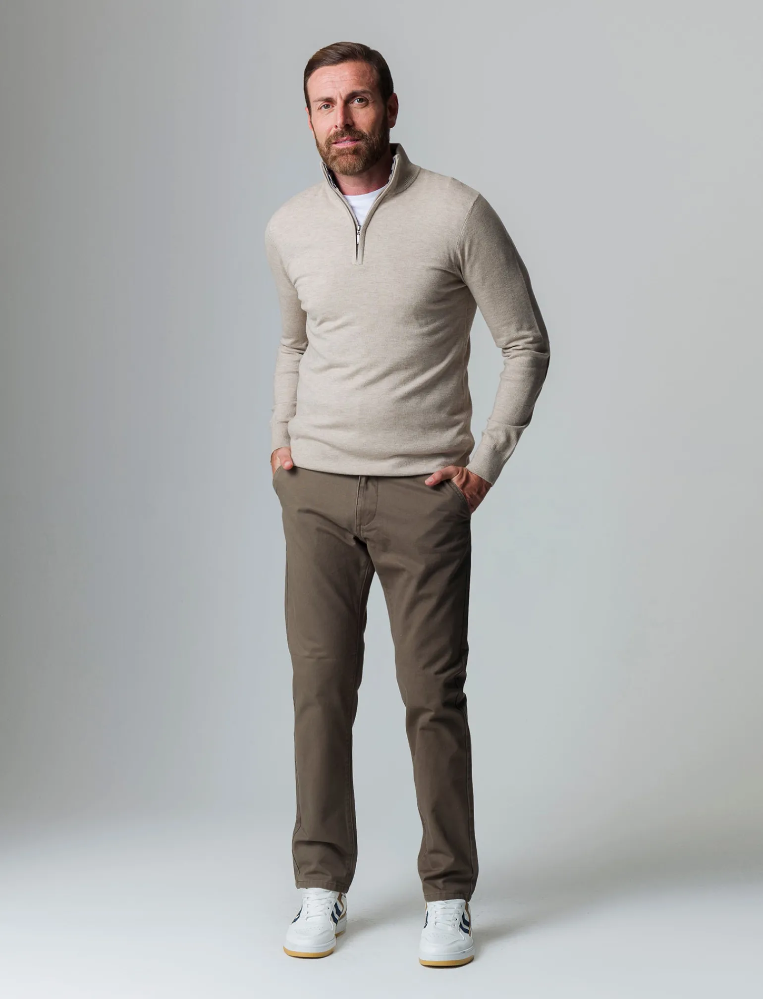Uomo Piazza Italia Maglieria<Maglia girocollo filato premium regular fit con toppe effetto suede -