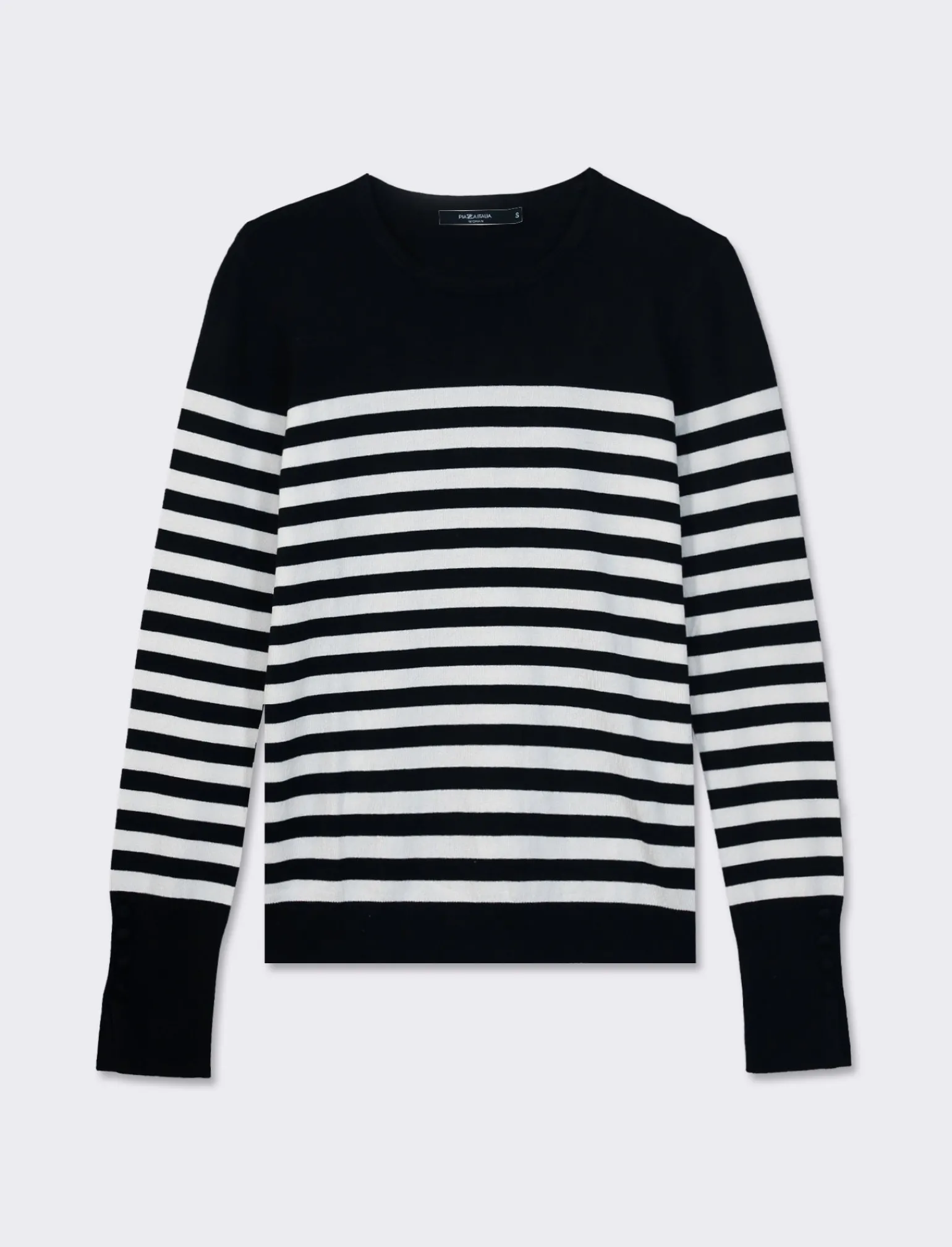 Donna Piazza Italia Donna | Maglieria<Maglia girocollo in maglia fine di viscosa con motivo a righe - var 1
