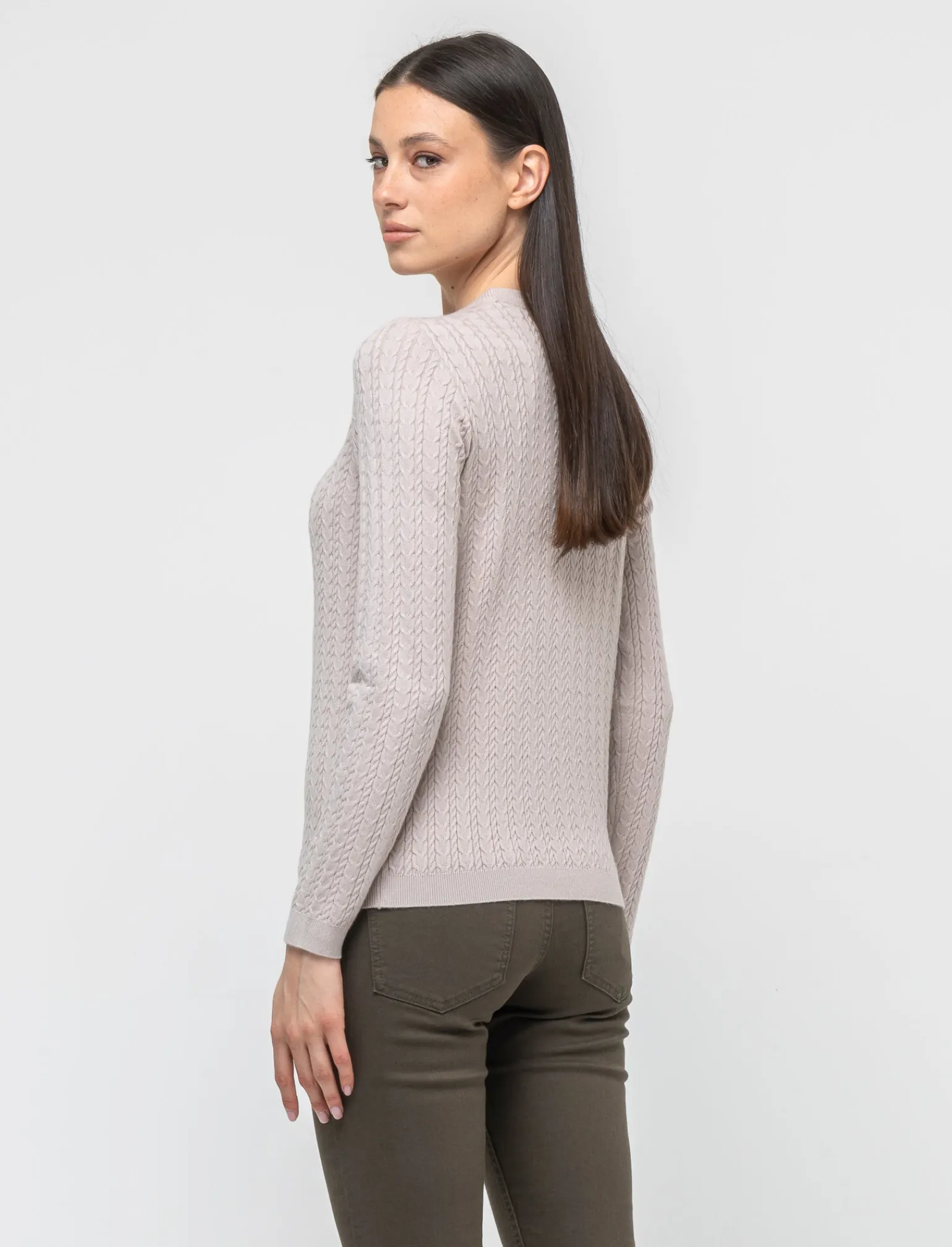 Donna Piazza Italia Donna | Maglieria<Maglia girocollo in morbido filato con motivo a treccia - Sabbia