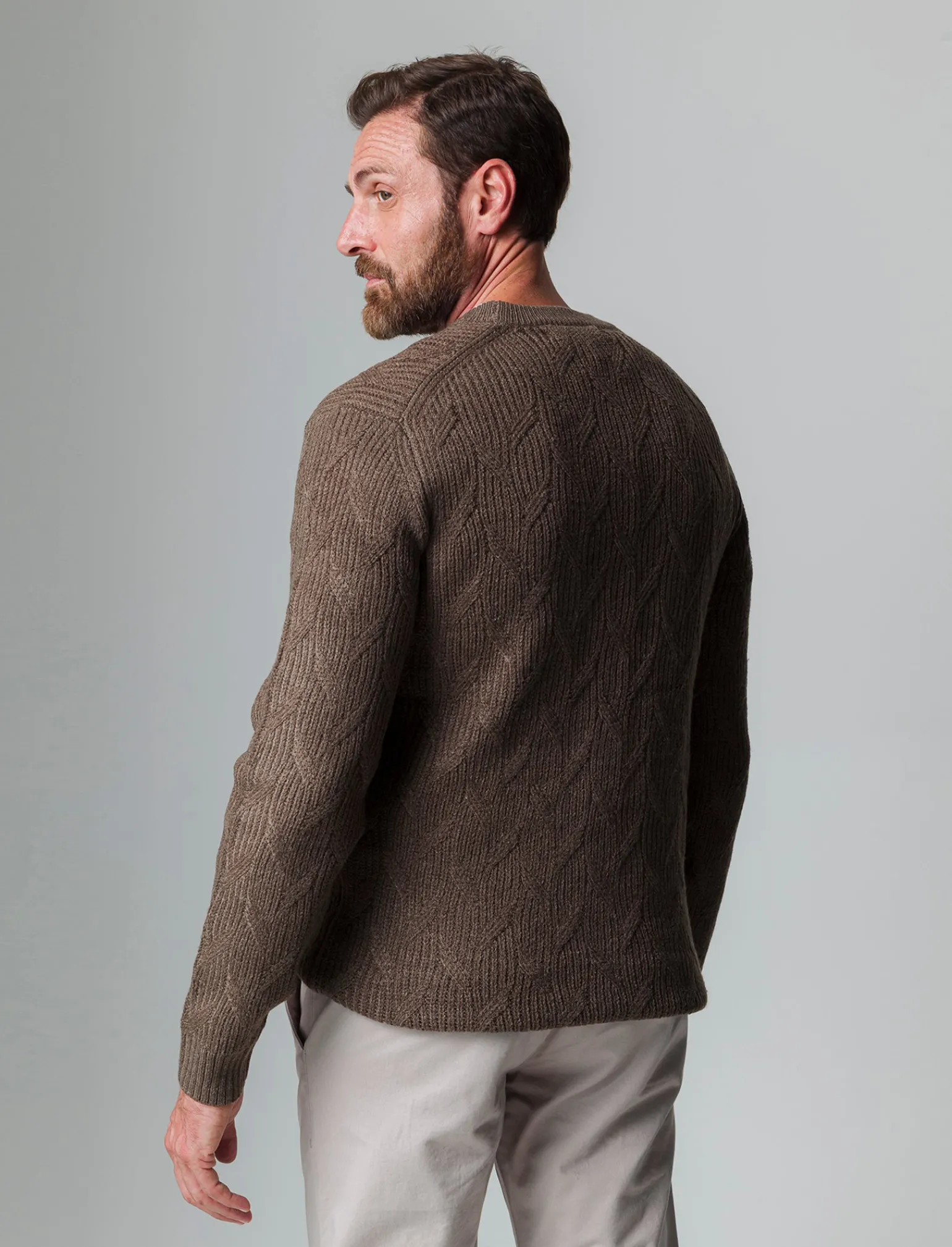 Uomo Piazza Italia Uomo | Maglieria<Maglia girocollo lavorazione full jacquard regular fit - fango