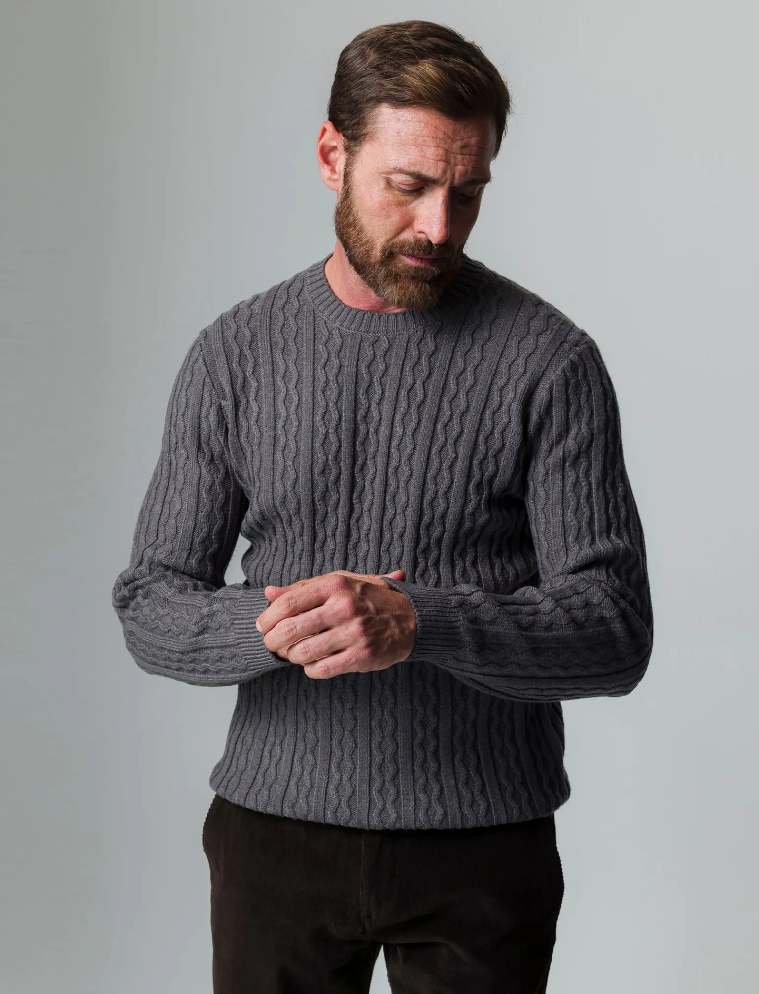 Uomo Piazza Italia Uomo | Maglieria<Maglia girocollo lavorazione jacquard atrecce e coste regular fit - mel.