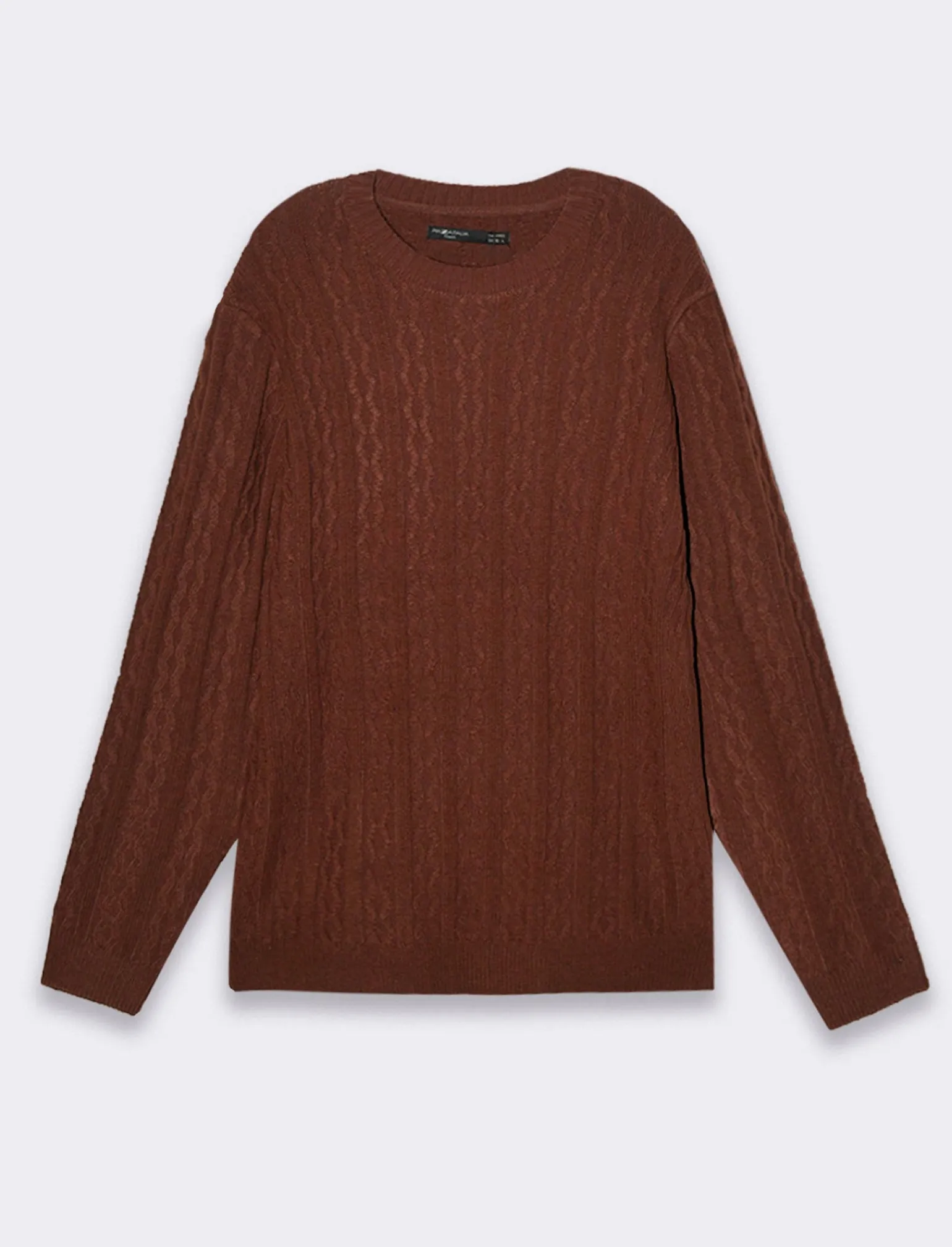 Uomo Piazza Italia Uomo | Maglieria<Maglia girocollo lavorazione jacquard atrecce e coste regular fit - Moka