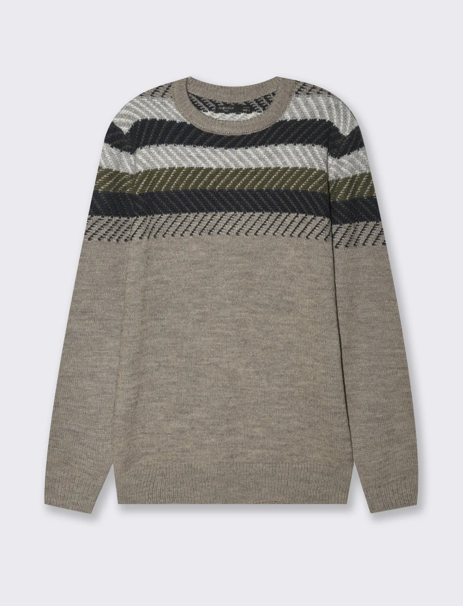 Uomo Piazza Italia Maglieria<Maglia girocollo lavorazione jacquard, fantasia a righe - fango