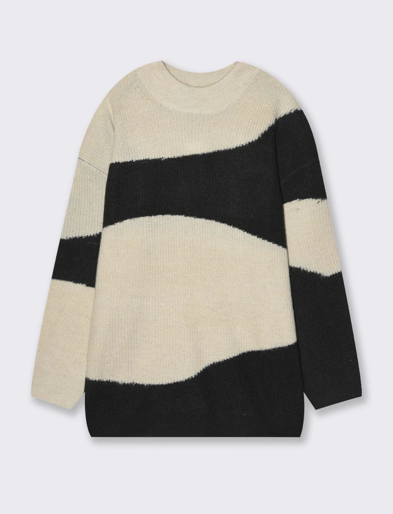 Donna Piazza Italia Donna | Maglieria<Maglia girocollo manica lunga a strisce e vestibilità oversize - var 1