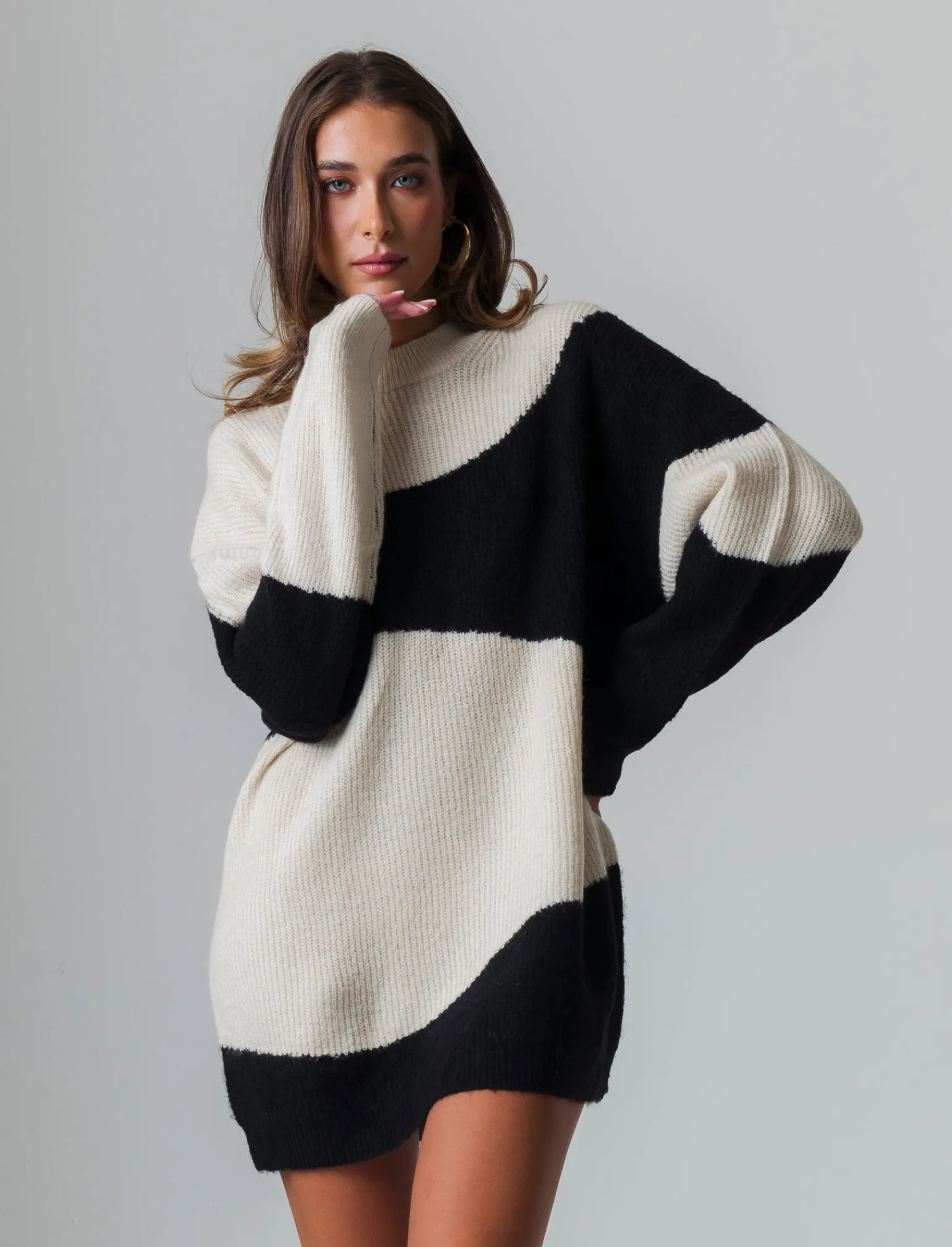 Donna Piazza Italia Donna | Maglieria<Maglia girocollo manica lunga a strisce e vestibilità oversize - var 1
