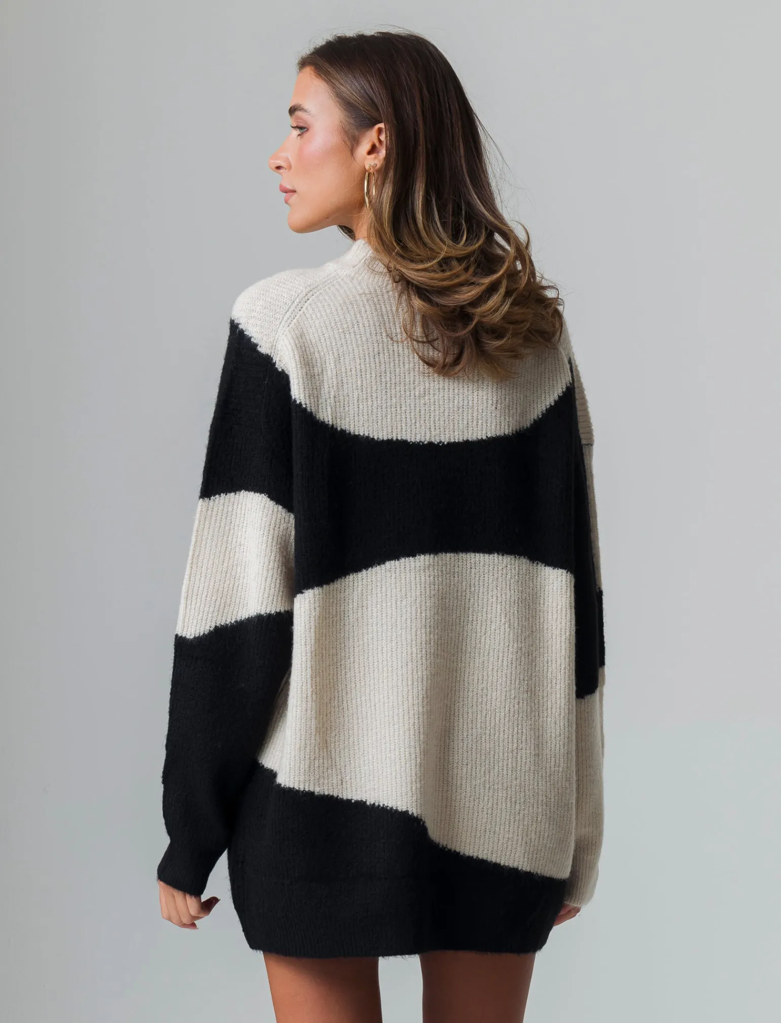 Donna Piazza Italia Donna | Maglieria<Maglia girocollo manica lunga a strisce e vestibilità oversize - var 1