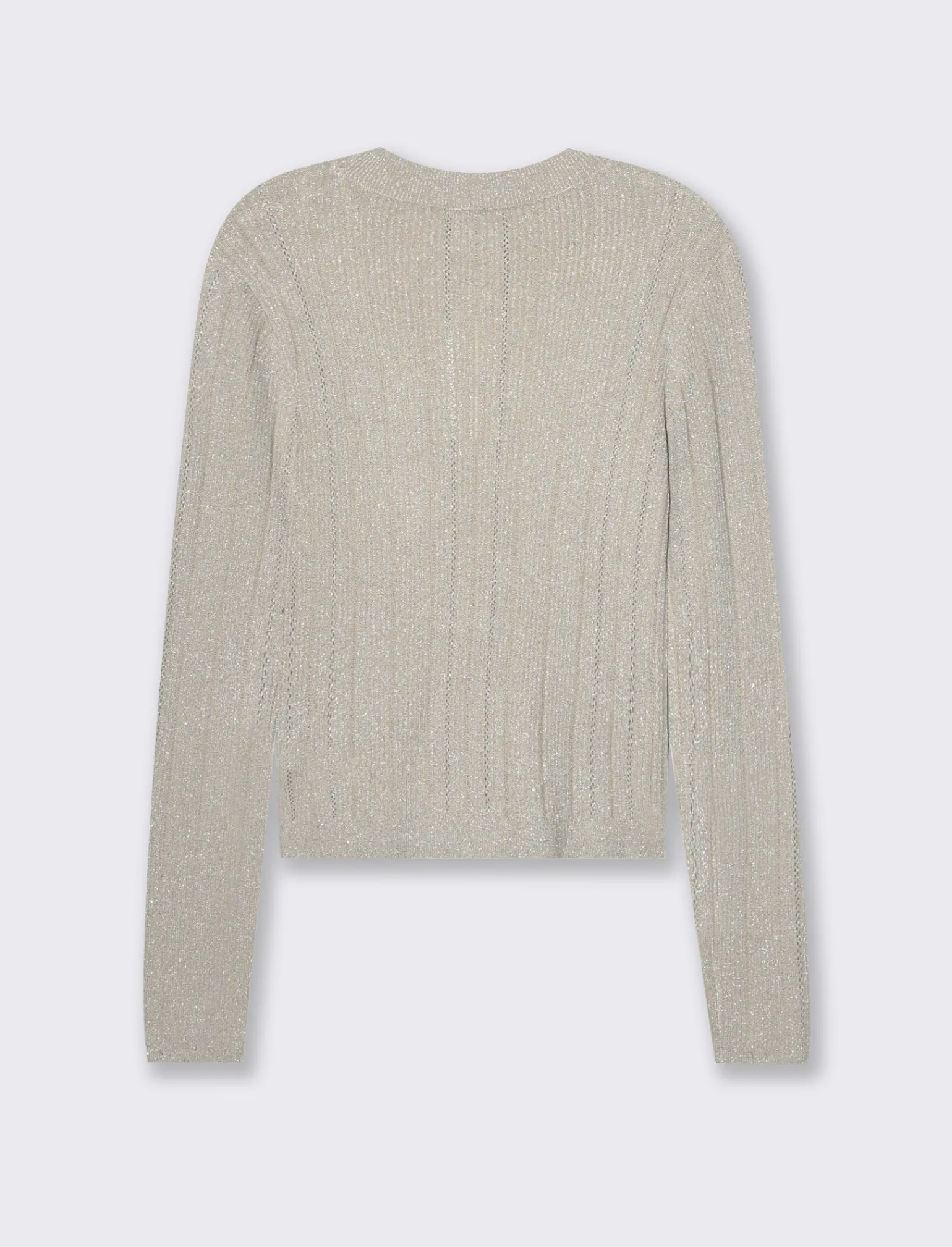Donna Piazza Italia Donna | Maglieria<Maglia girocollo manica lunga lavorata con filo metallizzato vestibilità slim - perla