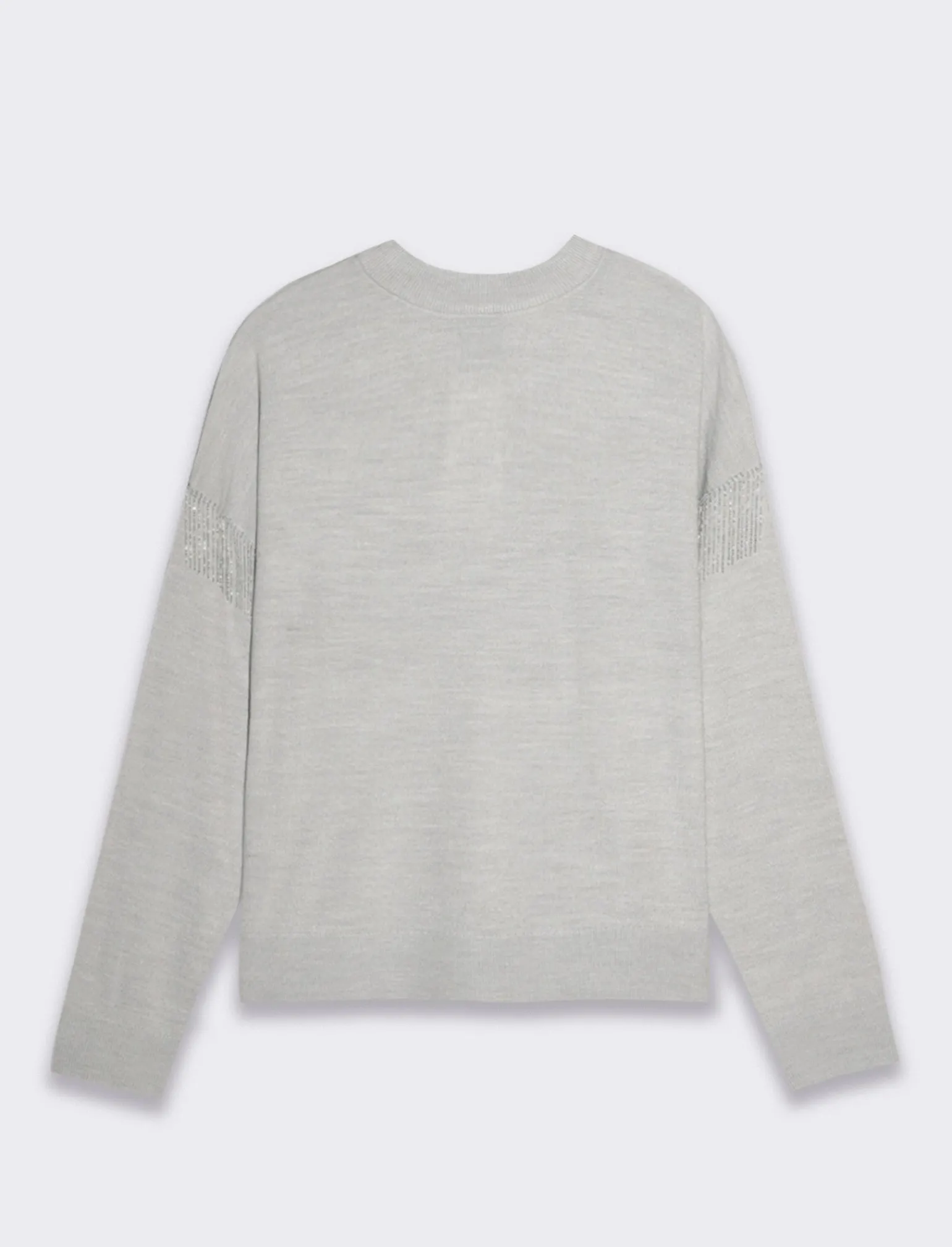 Donna Piazza Italia Donna | Maglieria<Maglia girocollo vestibilità morbida con applicazione catena su spalle - Grigio chiaro
