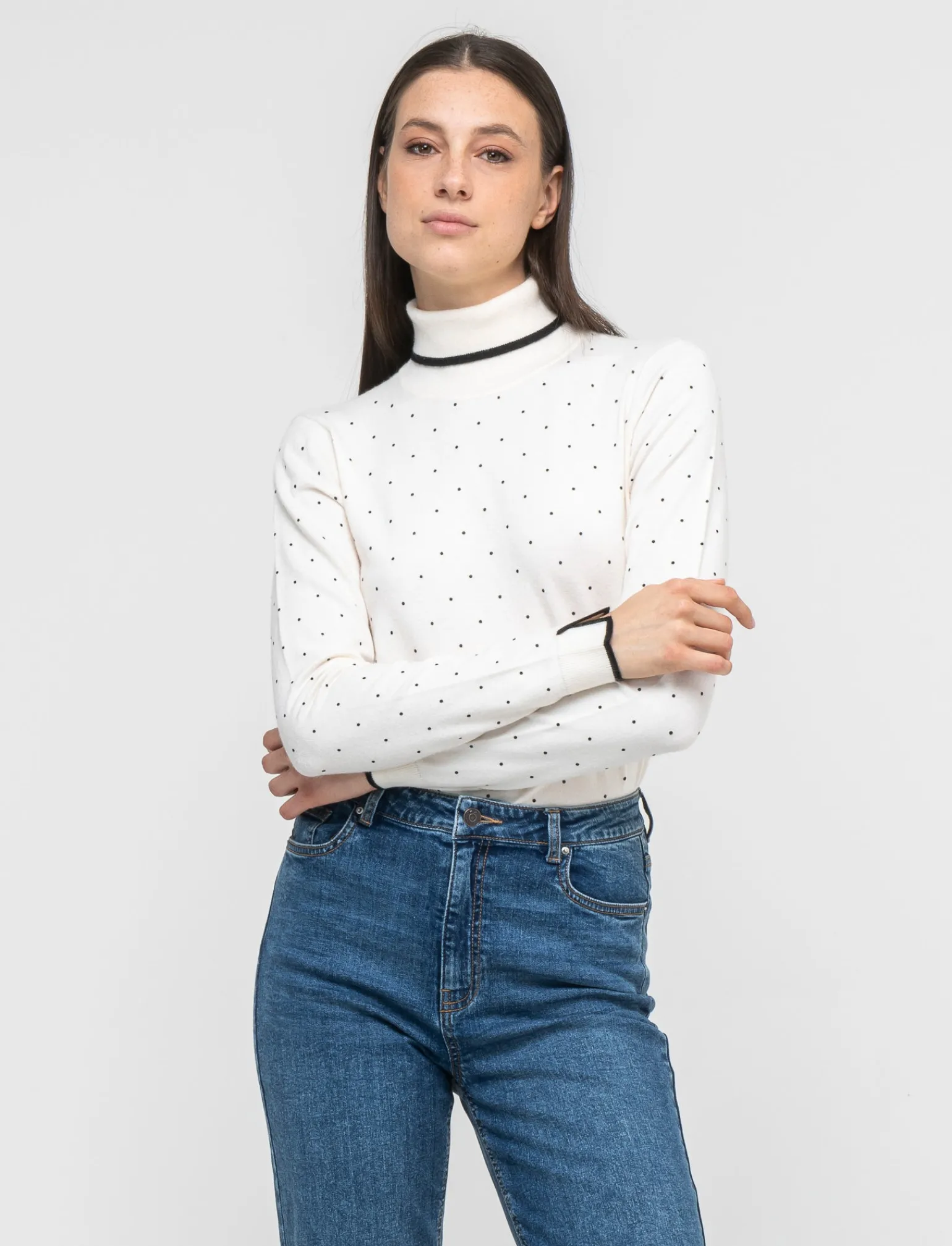 Donna Piazza Italia Donna | Maglieria<Maglia in morbido filato collo alto a con motivo floccato stampato - Avorio