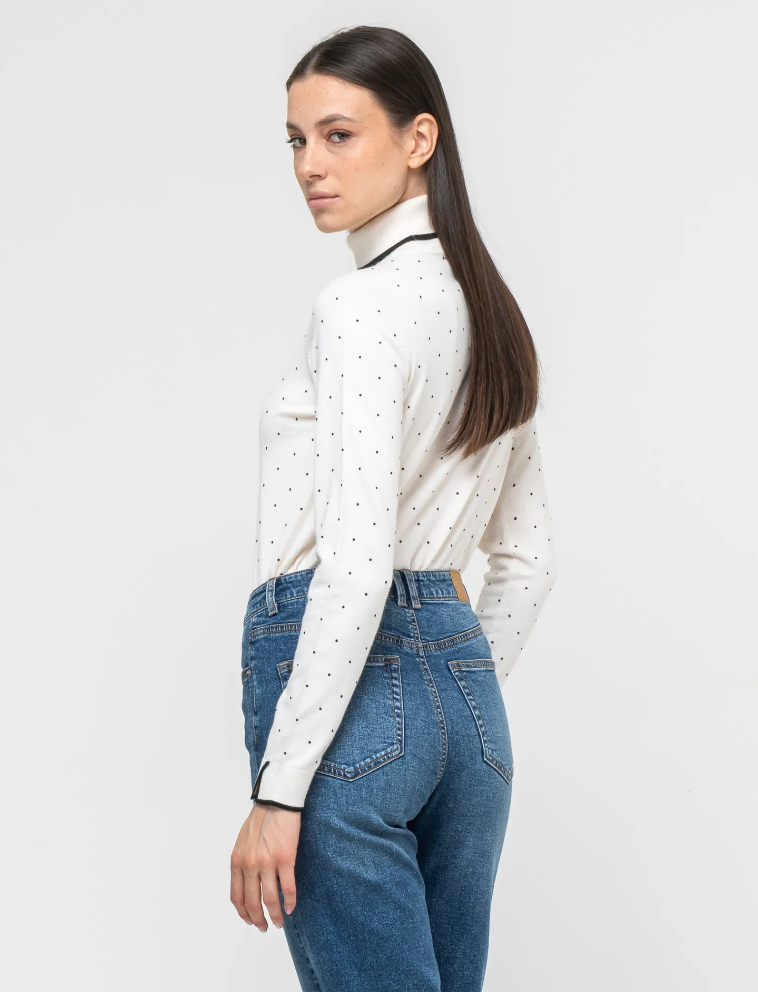 Donna Piazza Italia Donna | Maglieria<Maglia in morbido filato collo alto a con motivo floccato stampato - Avorio