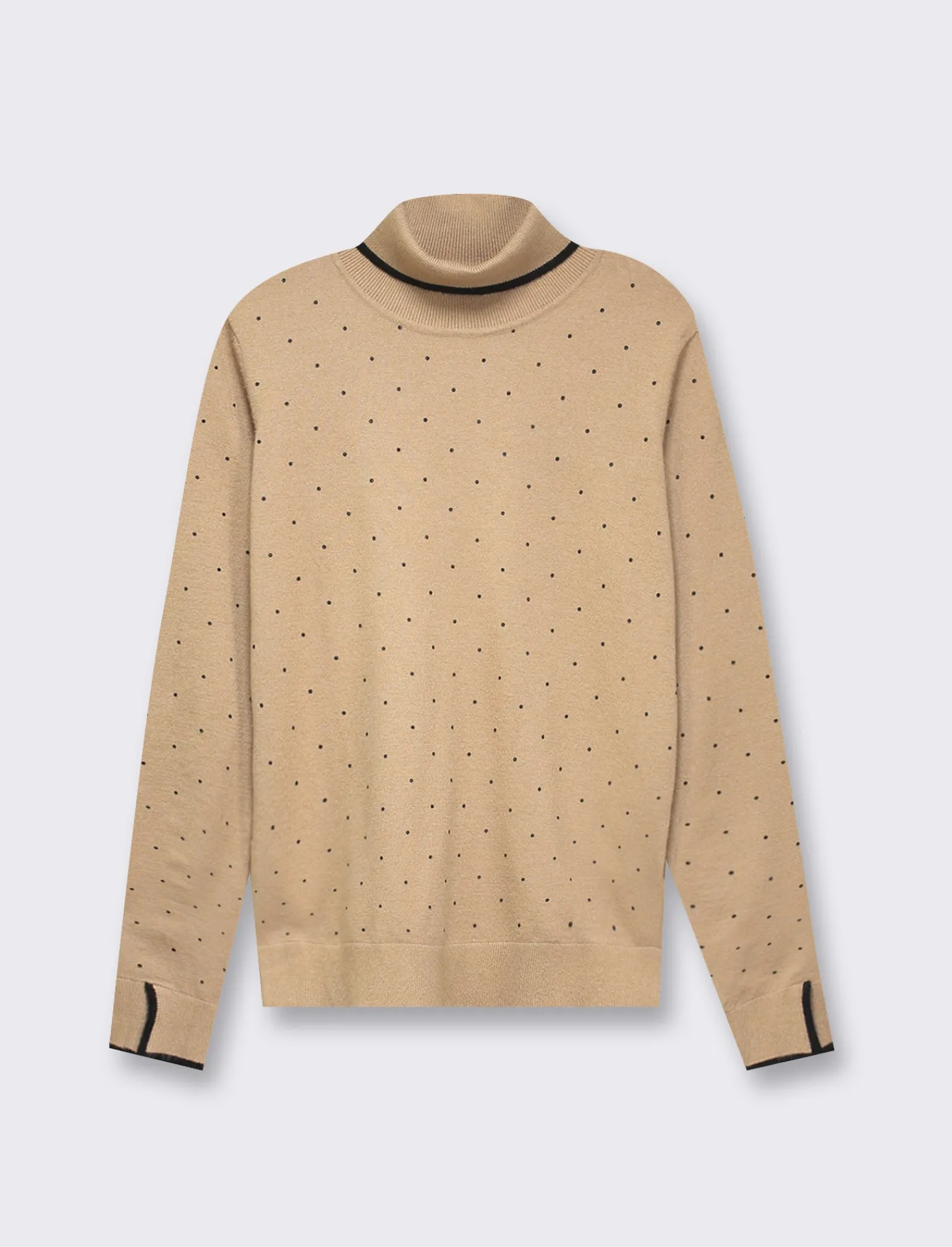 Donna Piazza Italia Donna | Maglieria<Maglia in morbido filato collo alto a con motivo floccato stampato - Cammello