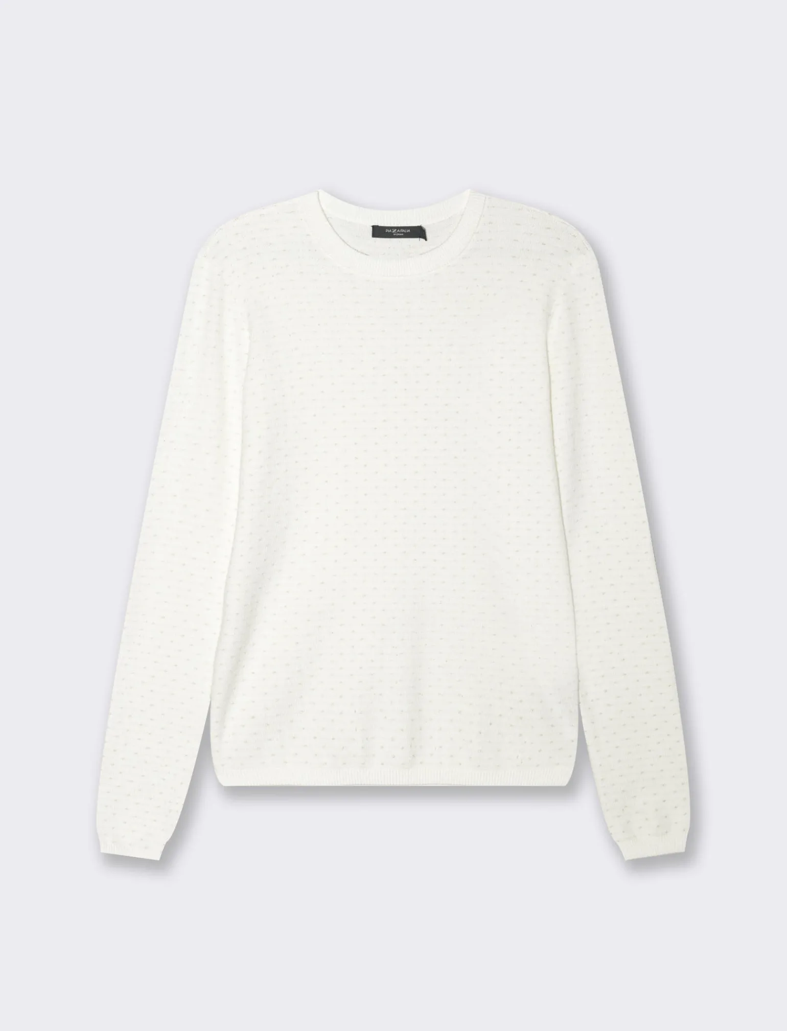 Donna Piazza Italia Donna | Maglieria<Maglia in morbido filato girocollo in jaquard effetto metallizzato - Avorio