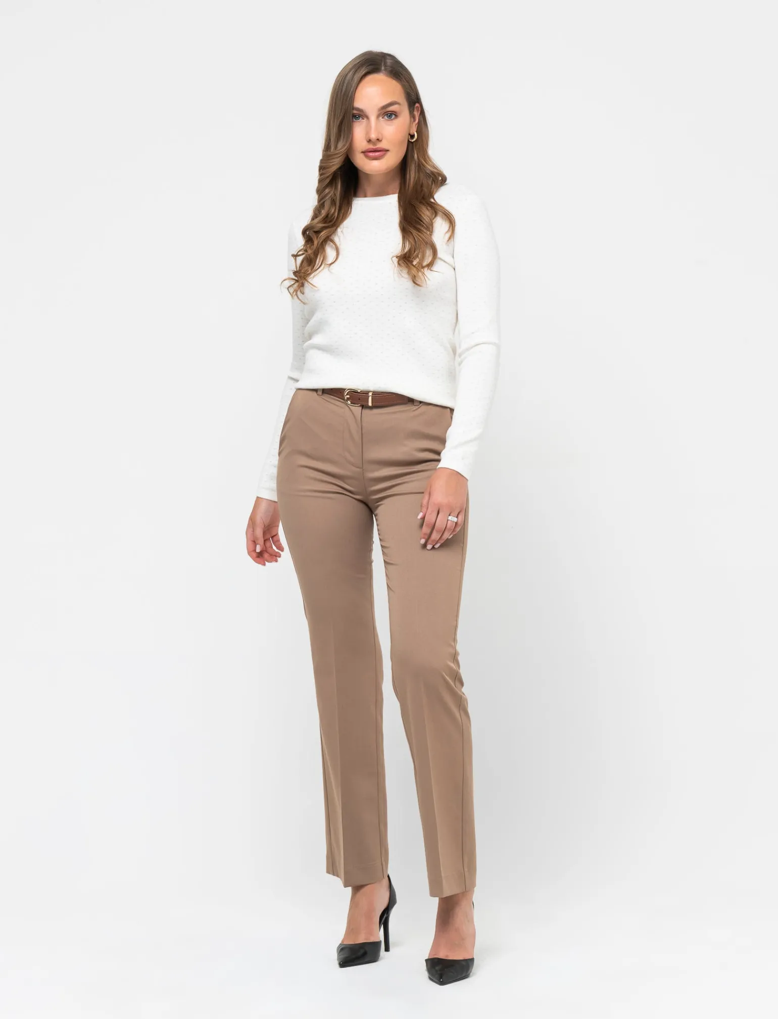 Donna Piazza Italia Donna | Maglieria<Maglia in morbido filato girocollo in jaquard effetto metallizzato - Avorio