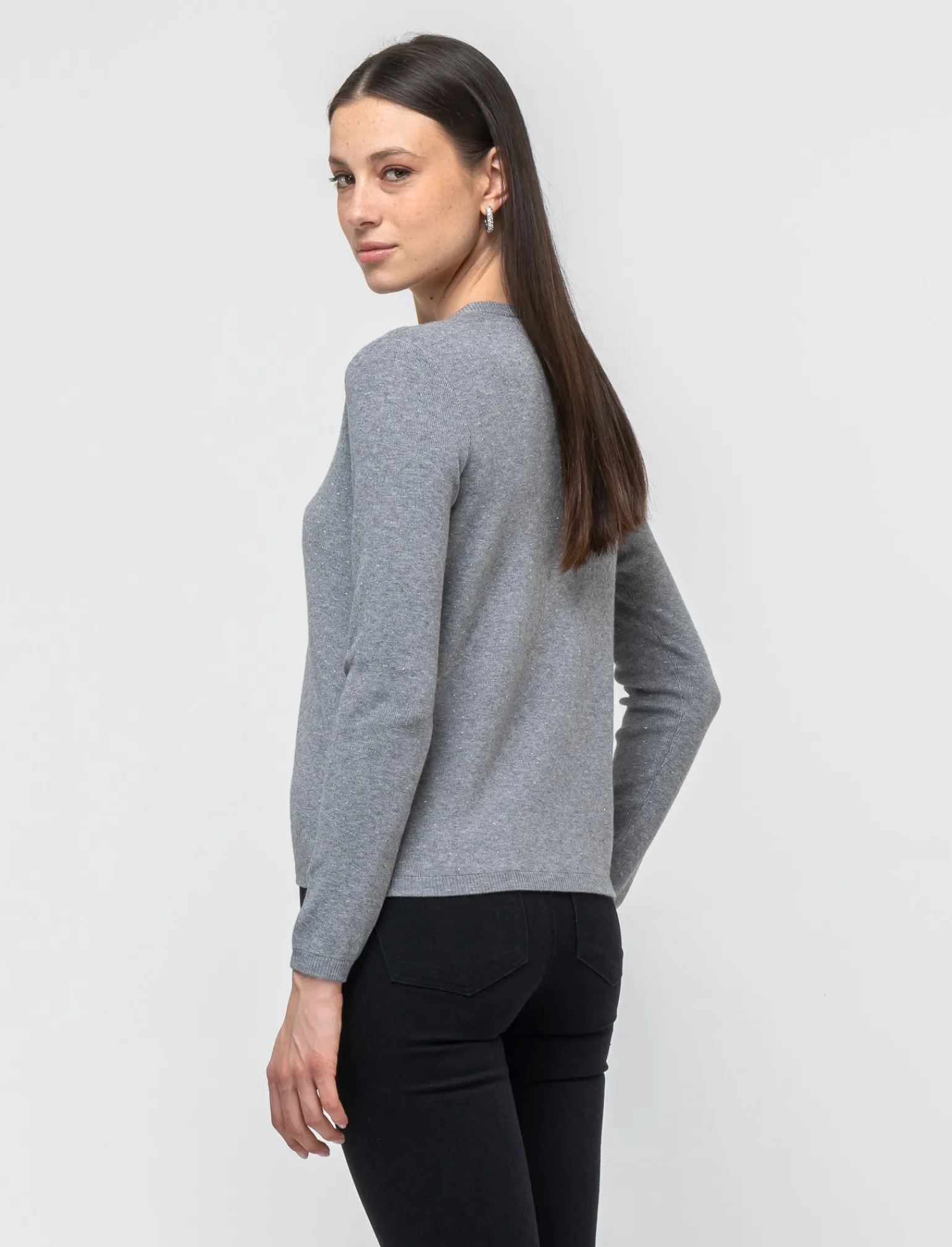 Donna Piazza Italia Donna | Maglieria<Maglia in morbido filato modello cardigan in jaquard effetto metallizzato - chiaro