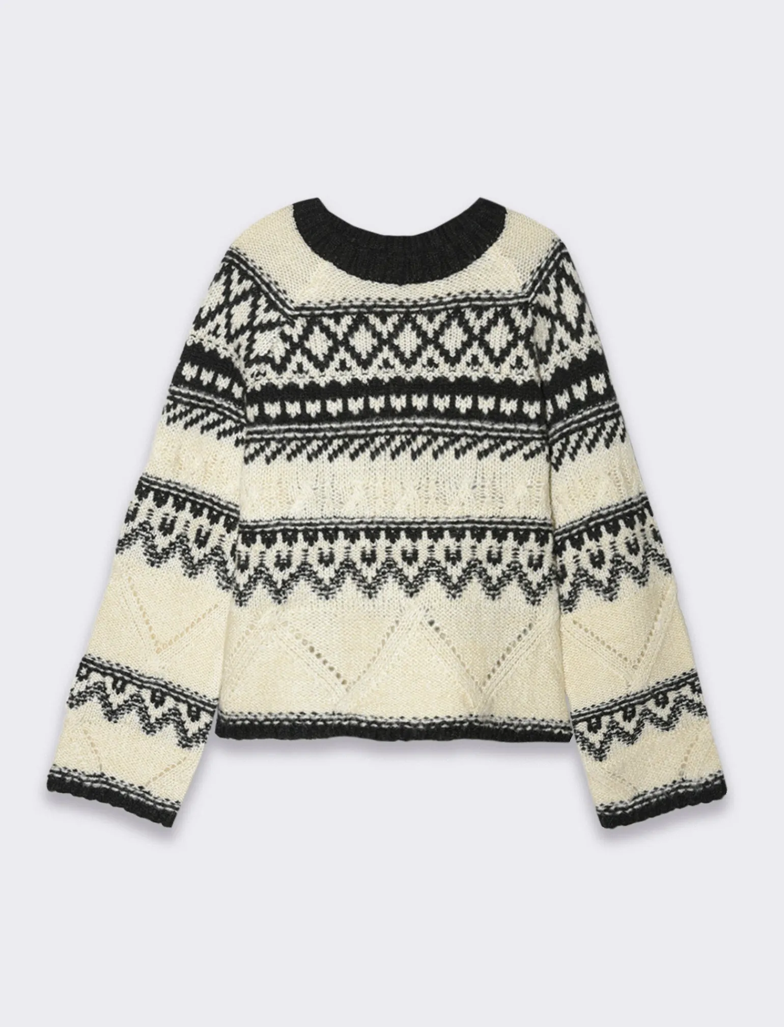 Donna Piazza Italia Donna | Maglieria<Maglia jacquard con lavorazione pointelle manica raglan svasata - var 1