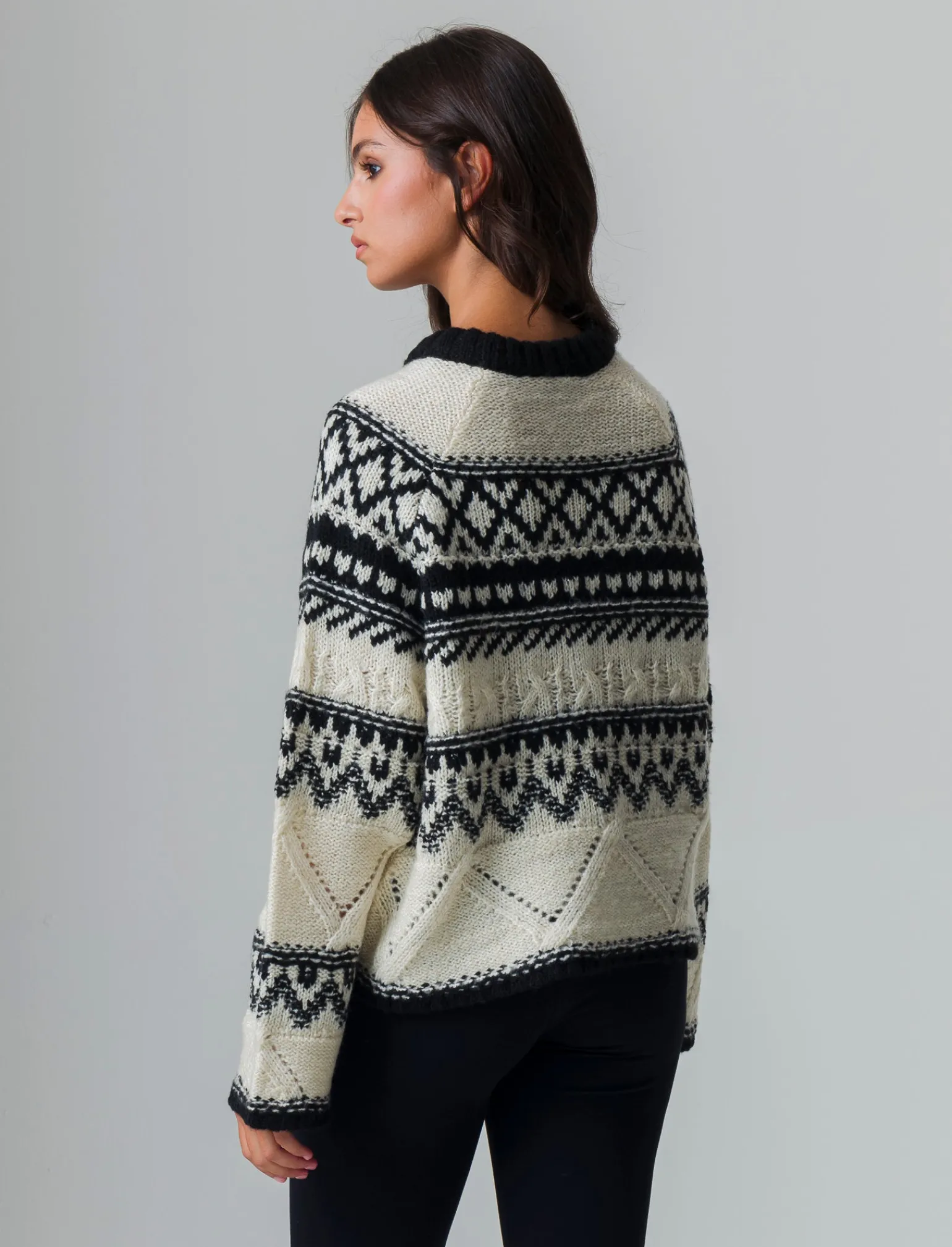 Donna Piazza Italia Donna | Maglieria<Maglia jacquard con lavorazione pointelle manica raglan svasata - var 1