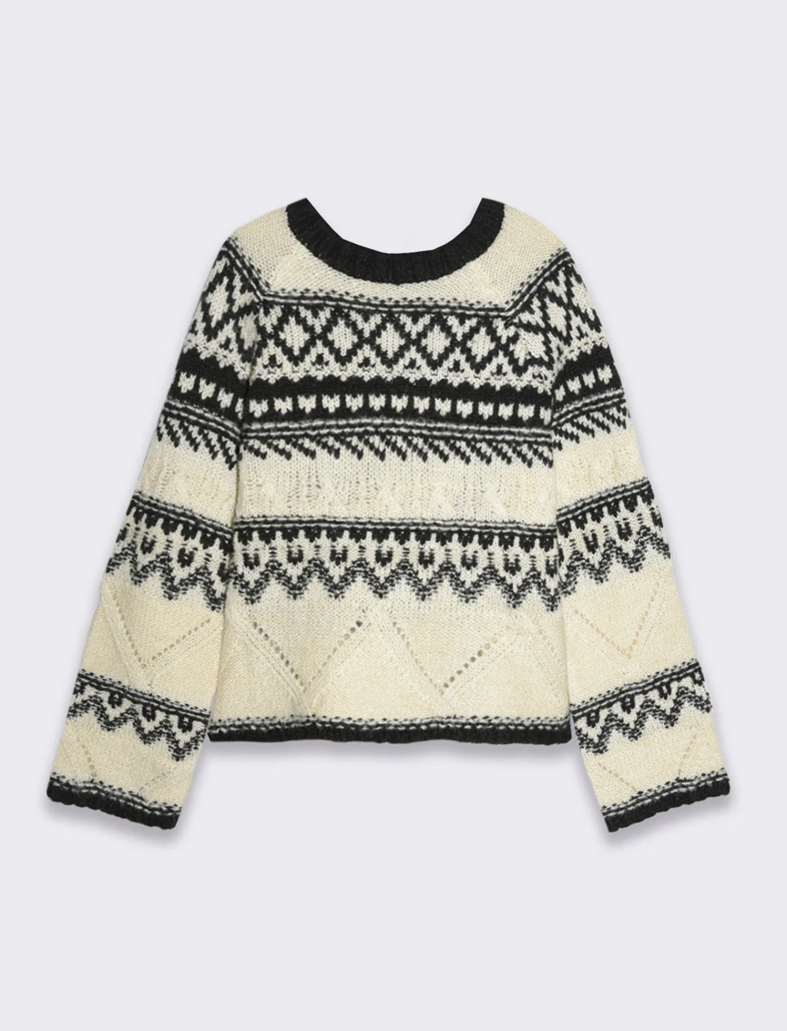 Donna Piazza Italia Donna | Maglieria<Maglia jacquard con lavorazione pointelle manica raglan svasata - var 1
