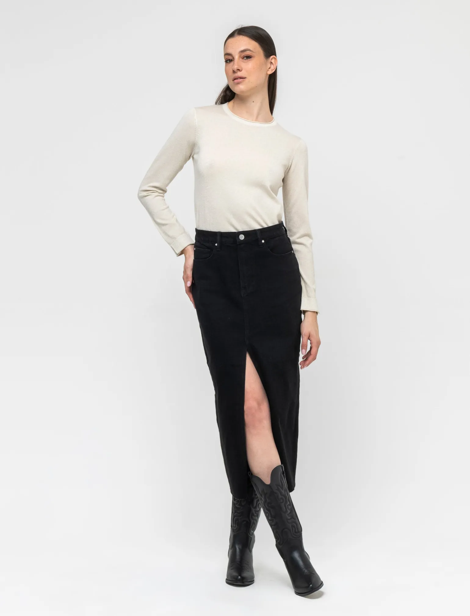 Donna Piazza Italia Donna | Maglieria<Maglia manica lunga giro collo con filo effetto metallizzato - Avorio