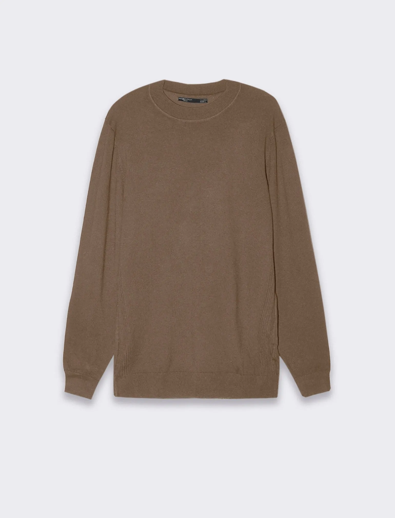 Uomo Piazza Italia Maglieria<Maglia mezzo collo lavorazione a coste sui fianchi slim fit. - fango