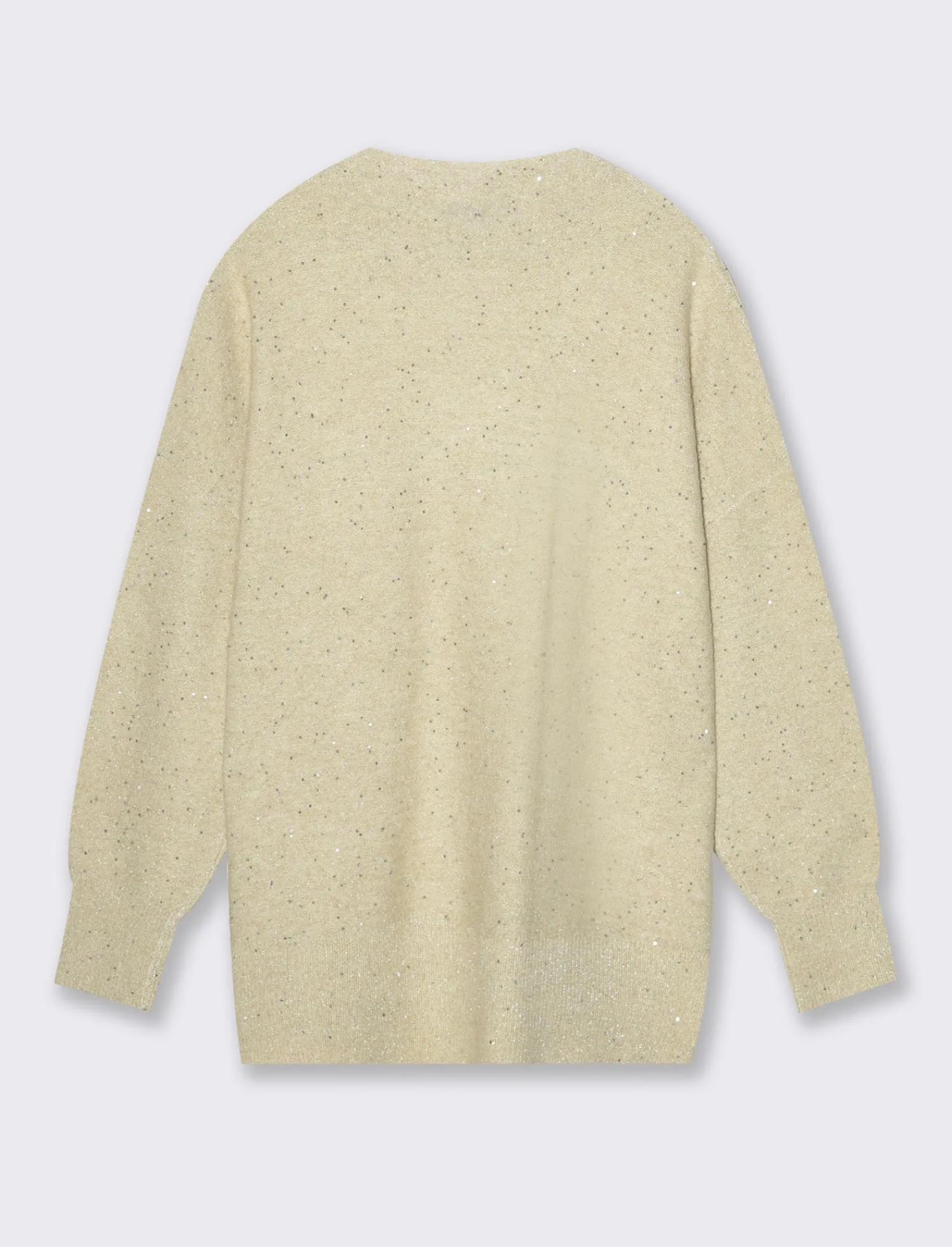 Donna Piazza Italia Donna | Maglieria<Maglia mezzocollo manica lunga con filato di paillates con spacchi laterali - Avorio
