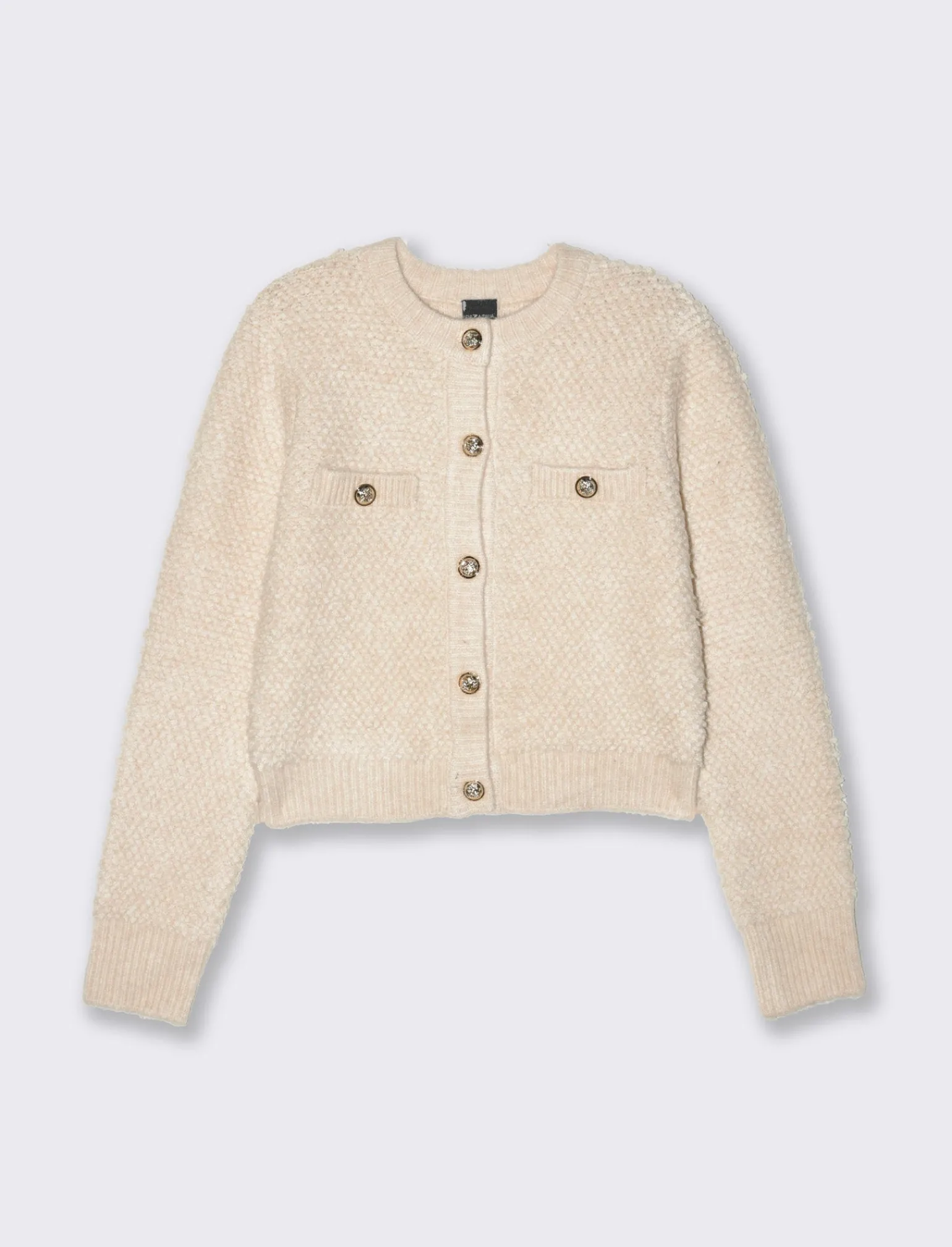 Donna Piazza Italia Donna | Maglieria<Maglia modello cardigan con bottoni tipo divisa tasche finte a filetto - Avorio