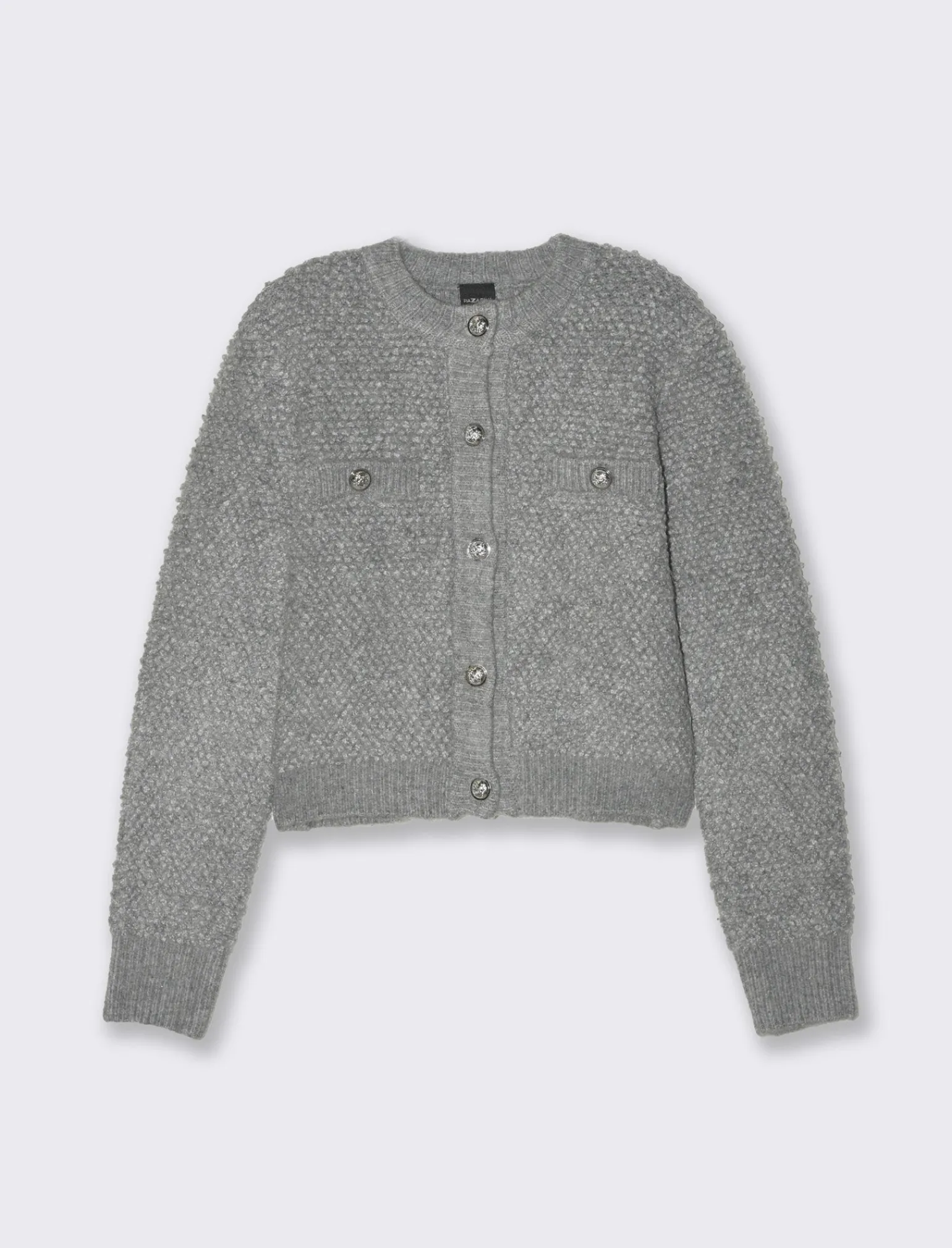 Donna Piazza Italia Donna | Maglieria<Maglia modello cardigan con bottoni tipo divisa tasche finte a filetto - Grigio melange