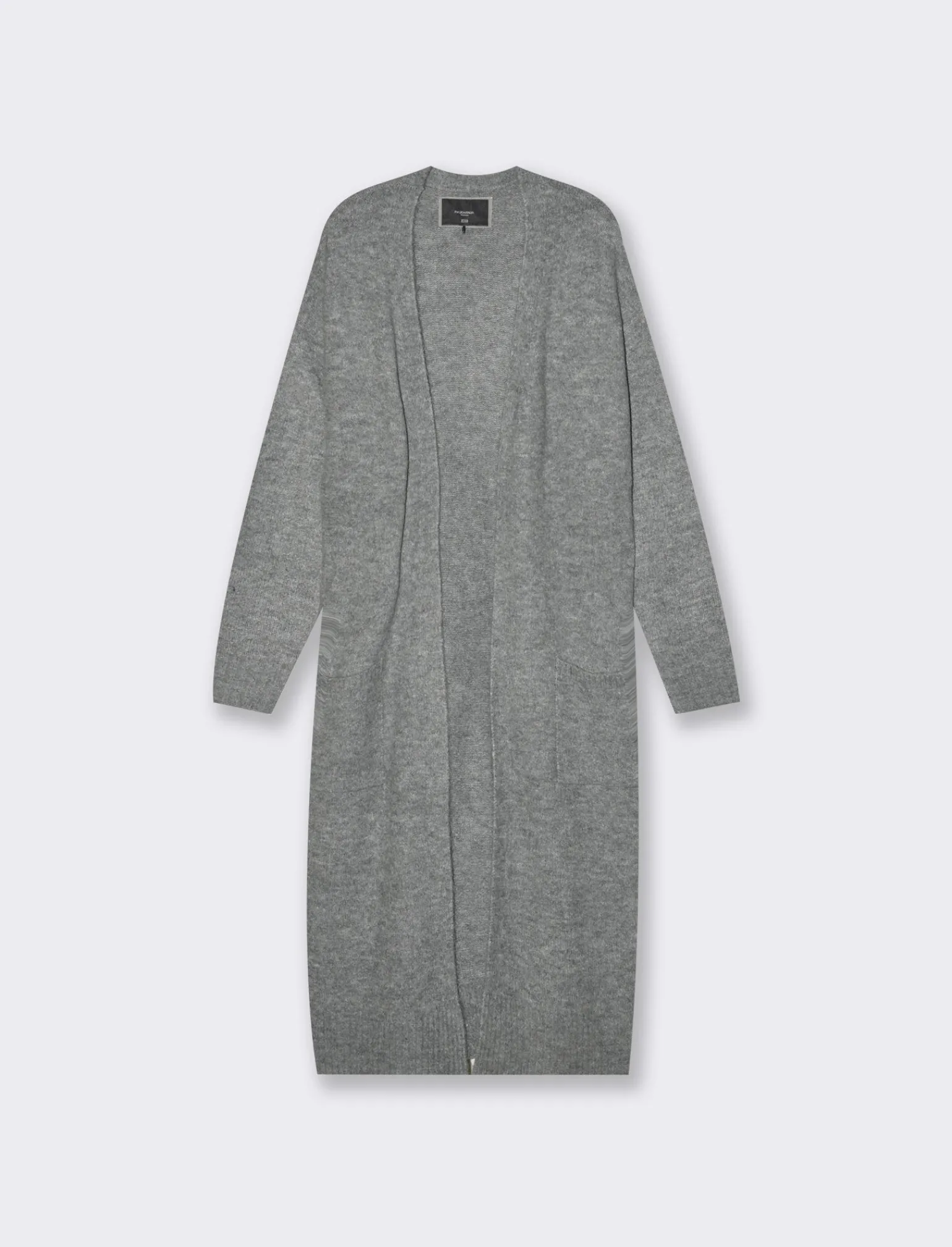 Donna Piazza Italia Donna | Maglieria<Maglia modello cardigan lungo aperto con tasche a toppa e spacchi sui lati - Grigio melange