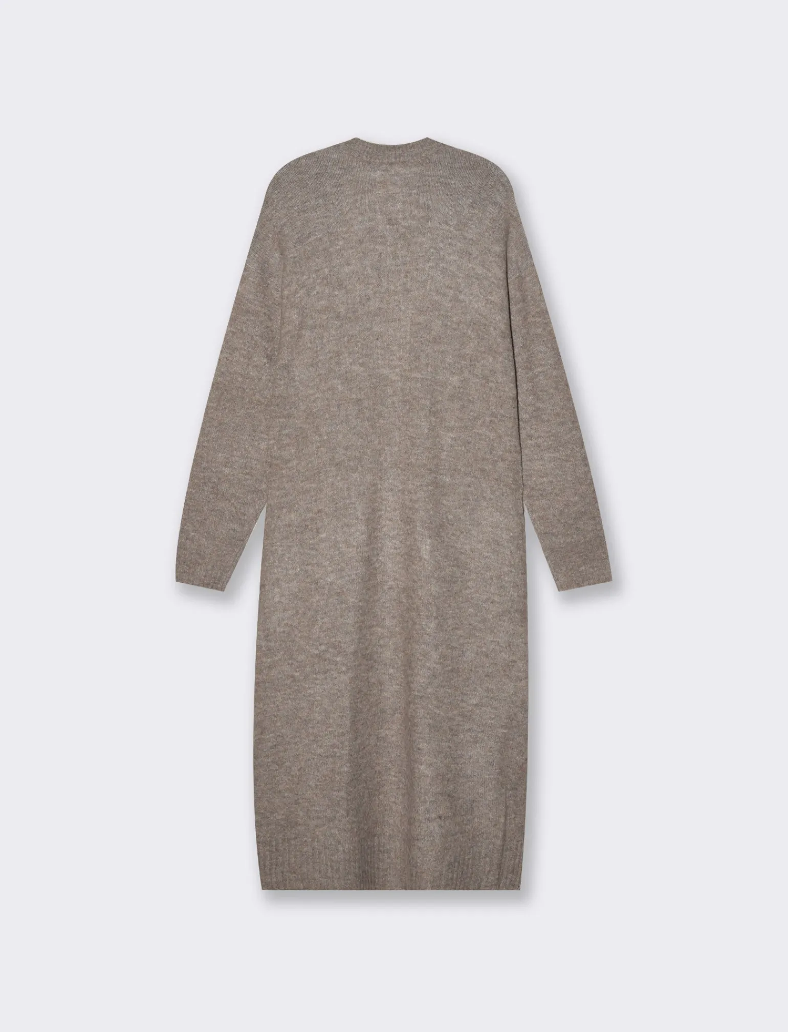 Donna Piazza Italia Donna | Maglieria<Maglia modello cardigan lungo aperto con tasche a toppa e spacchi sui lati - Tortora melange